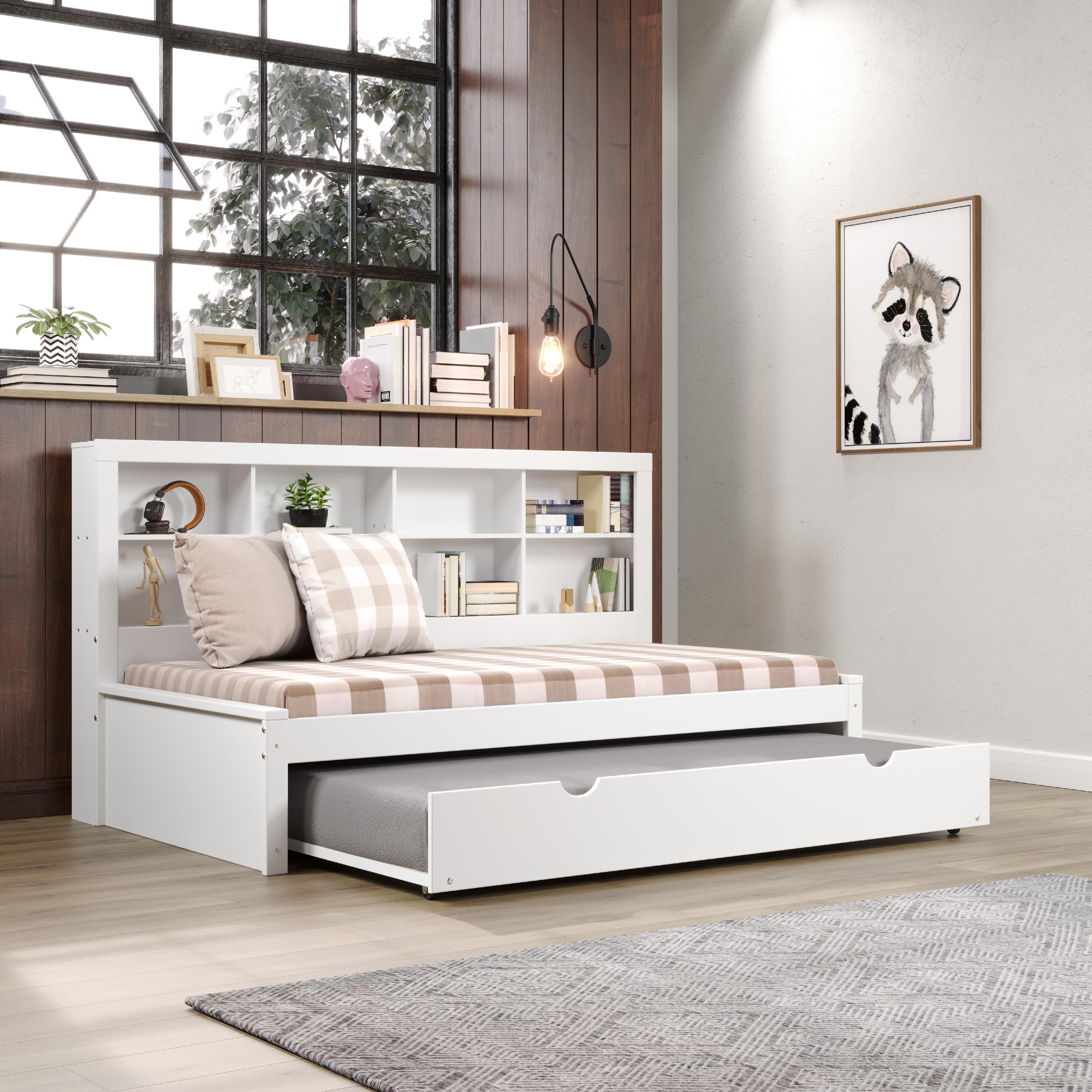  Donco Trading Company 1733-TW_503-W Bookcase Twin Daybed with Twin Trundle - White IMAGE 2
