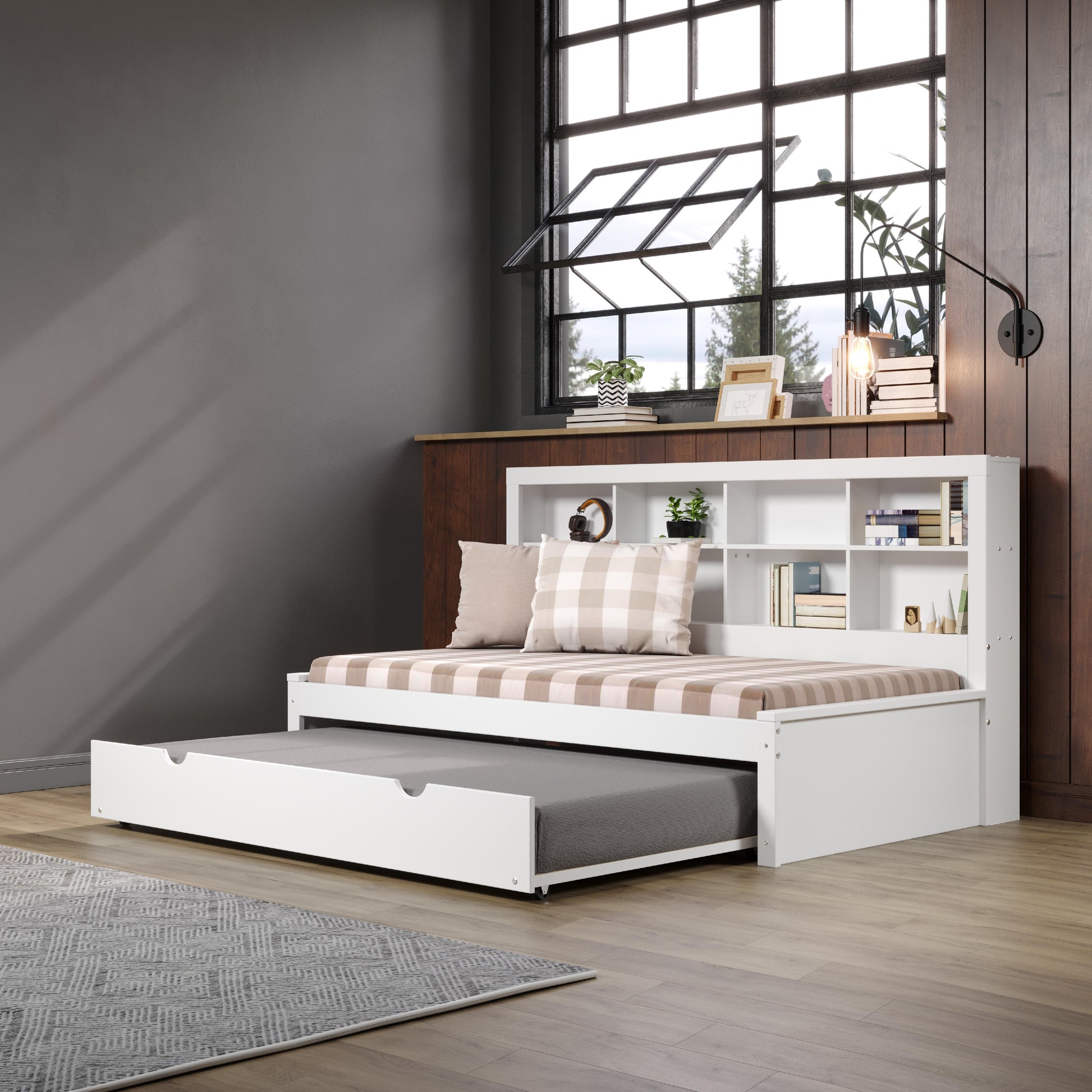  Donco Trading Company 1733-TW_503-W Bookcase Twin Daybed with Twin Trundle - White IMAGE 4