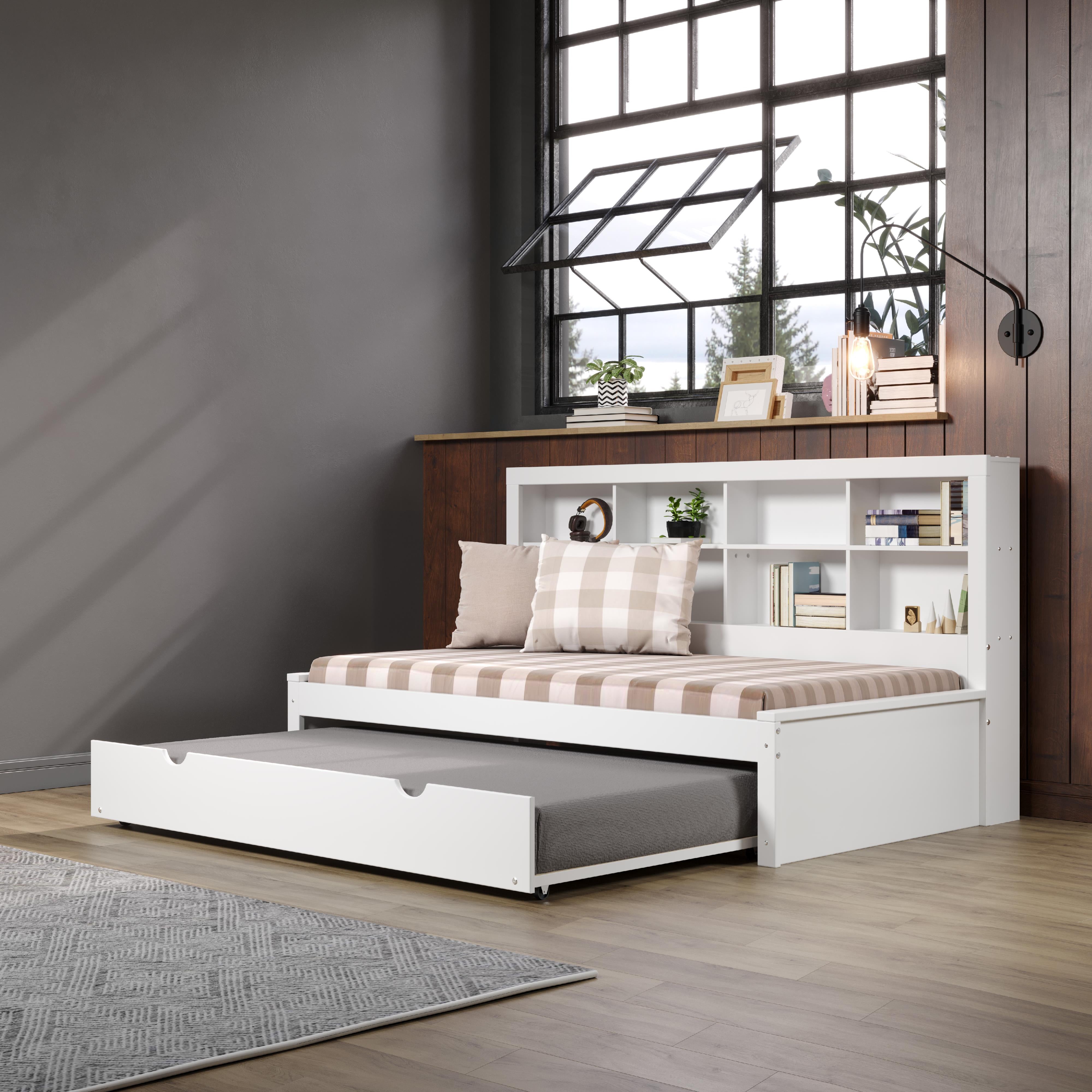  Donco Trading Company 1733-TW_503-W Bookcase Twin Daybed with Twin Trundle - White IMAGE 4