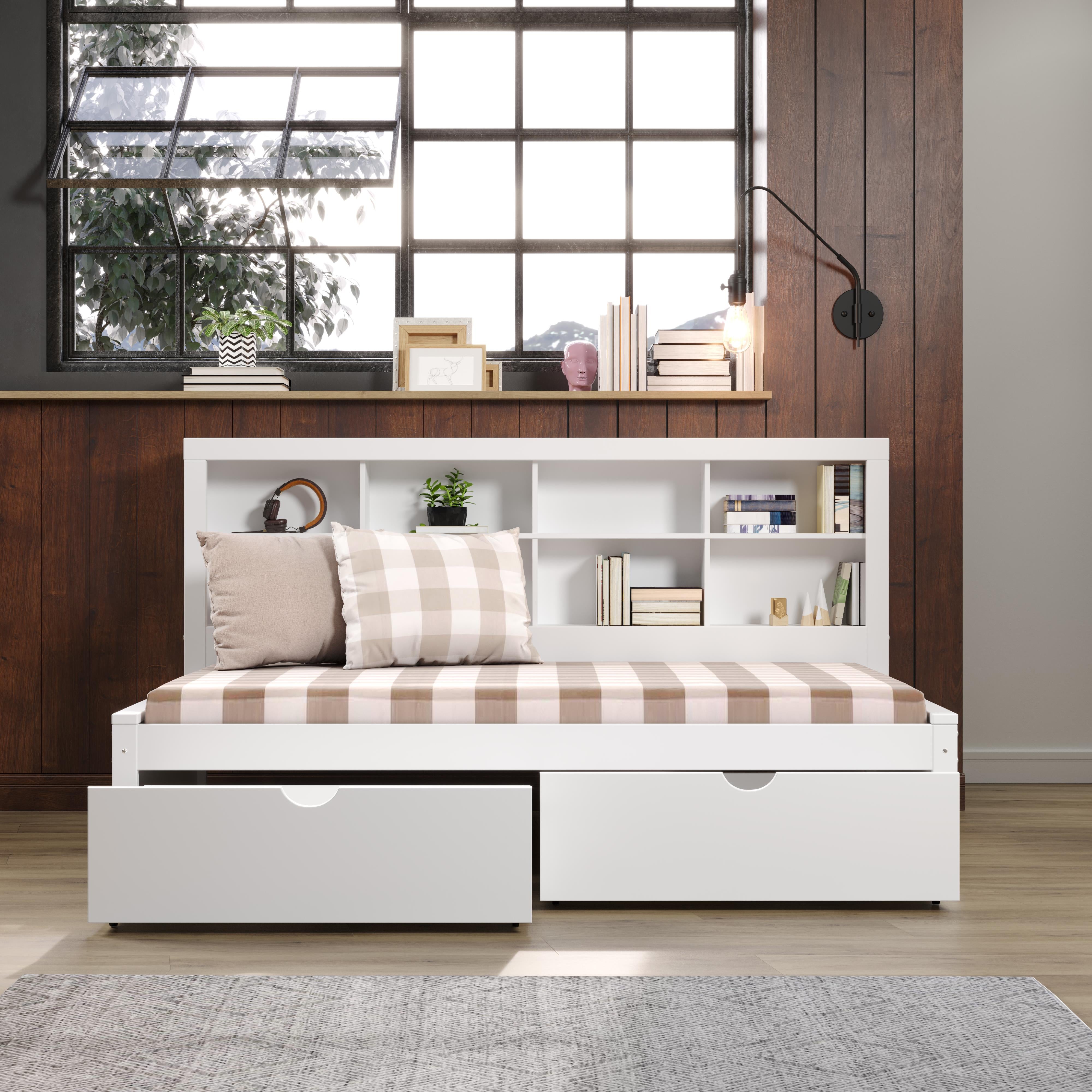  Donco Trading Company 1733-TW_505-W Bookcase Twin Daybed with Drawers - White IMAGE 3