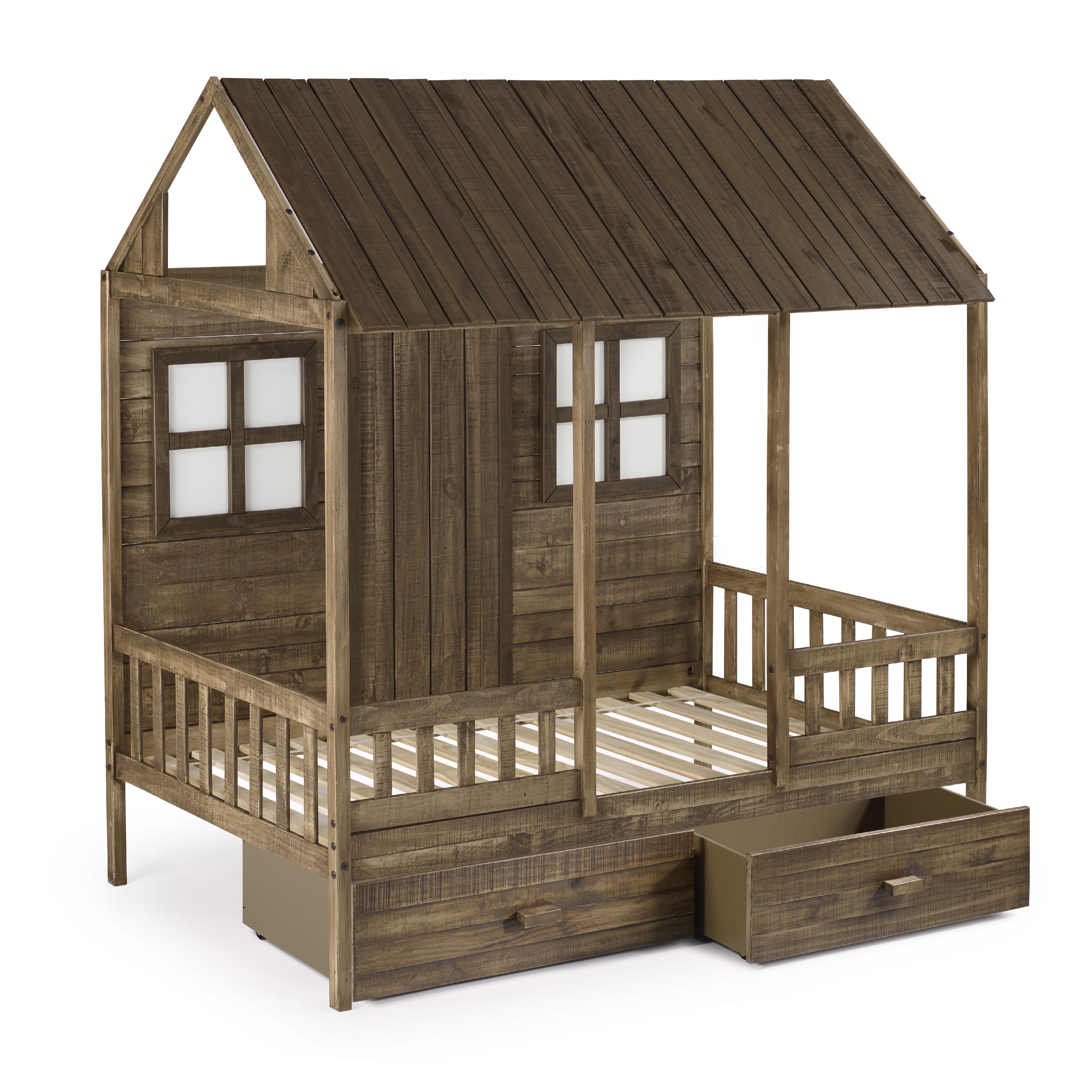  Donco Trading Company Front Porch 1899-TRD_1897-RD Twin Country Low Loft Bed with Drawers - Rustic Driftwood IMAGE 2