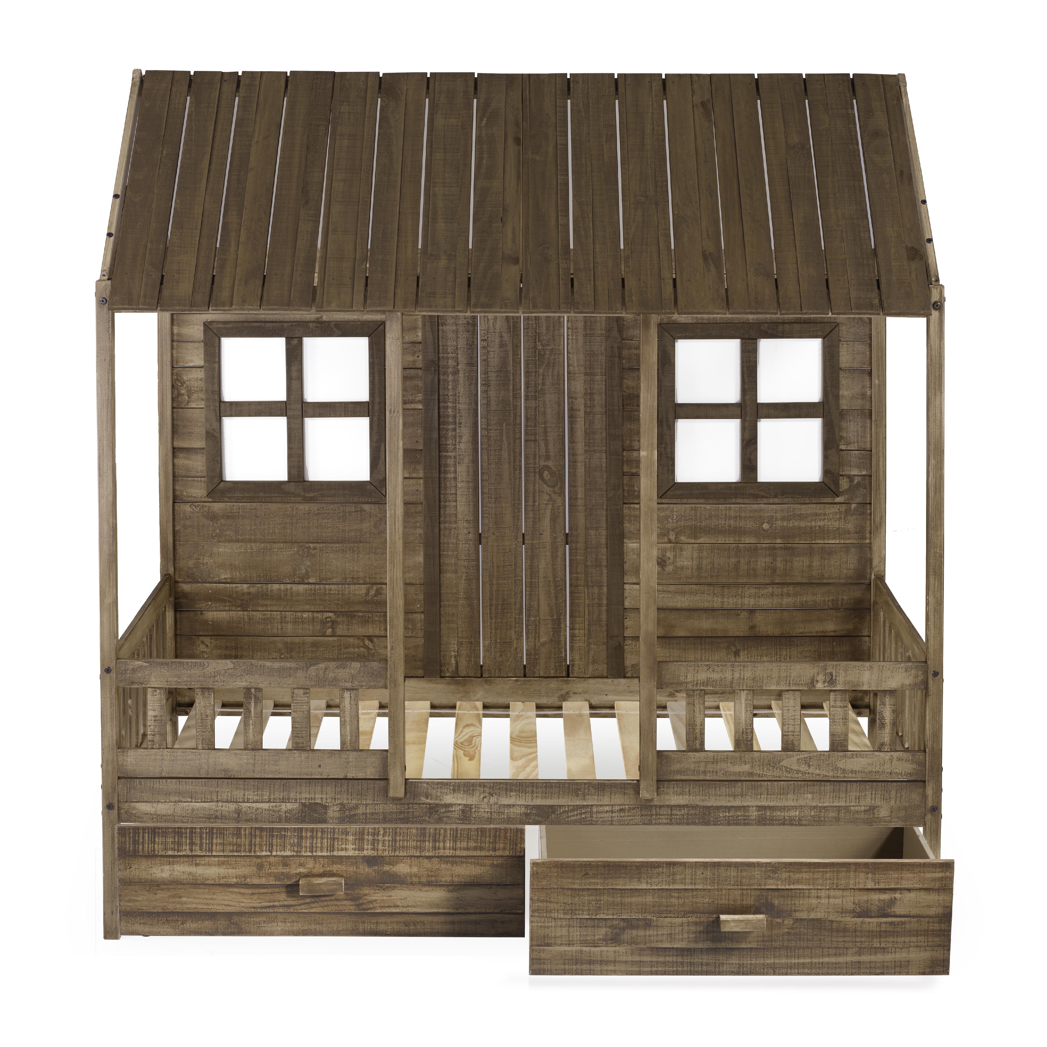  Donco Trading Company Front Porch 1899-TRD_1897-RD Twin Country Low Loft Bed with Drawers - Rustic Driftwood IMAGE 3
