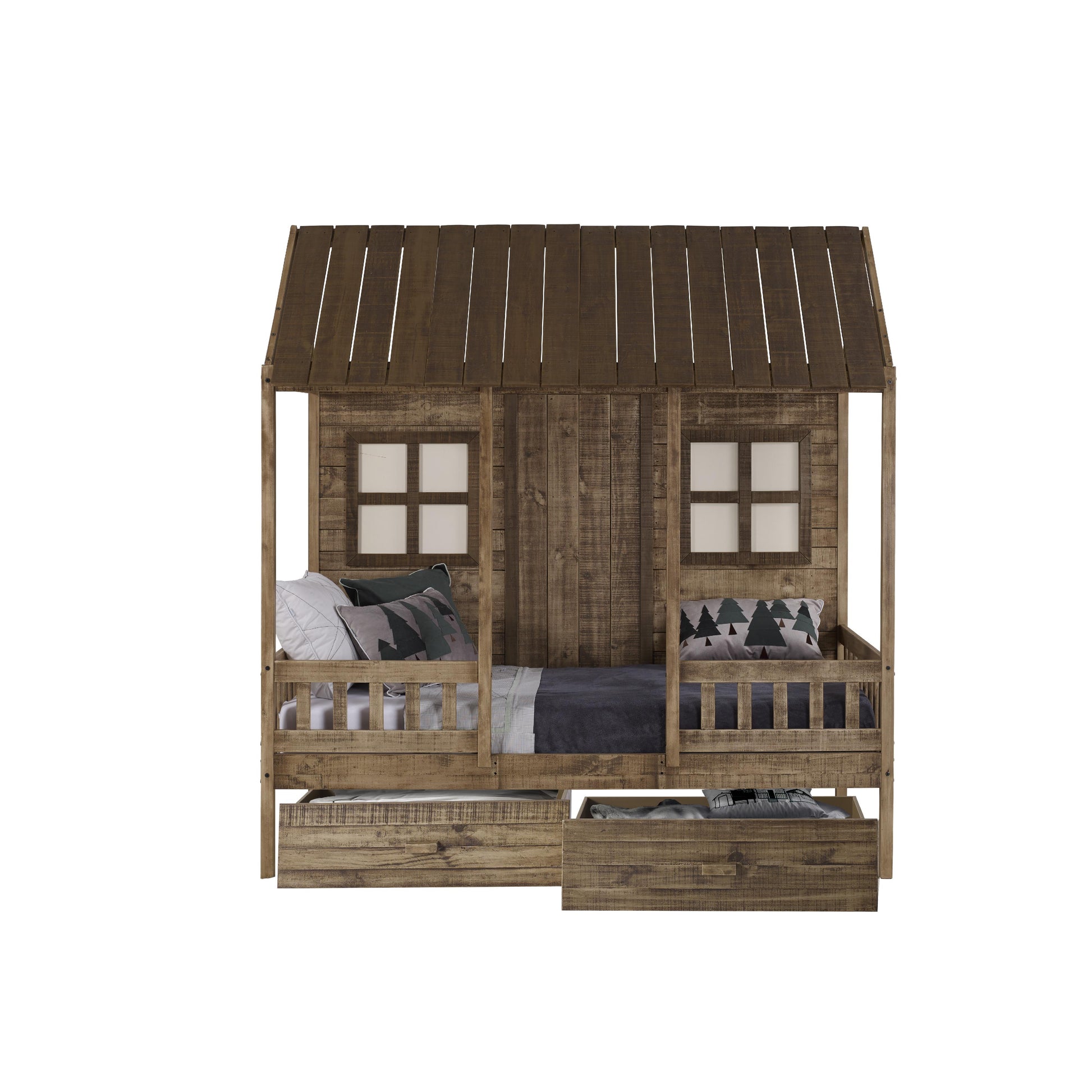  Donco Trading Company Front Porch 1899-TRD_1897-RD Twin Country Low Loft Bed with Drawers - Rustic Driftwood IMAGE 4
