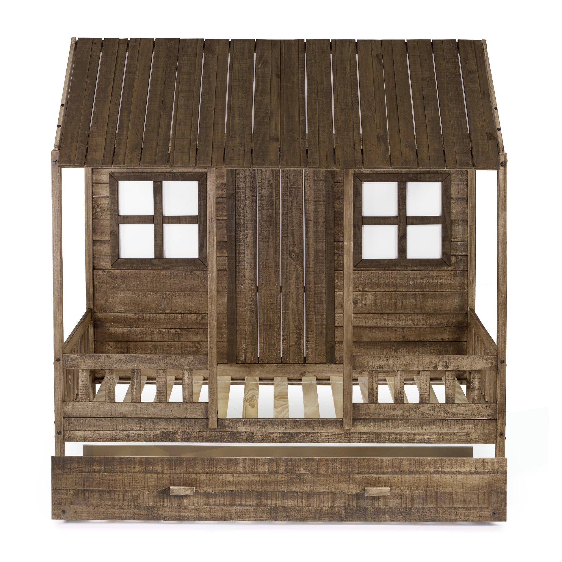  Donco Trading Company Front Porch 1899-TRD_1898-RD Twin Country Low Loft Bed with Twin Trundle - Rustic Driftwood IMAGE 3