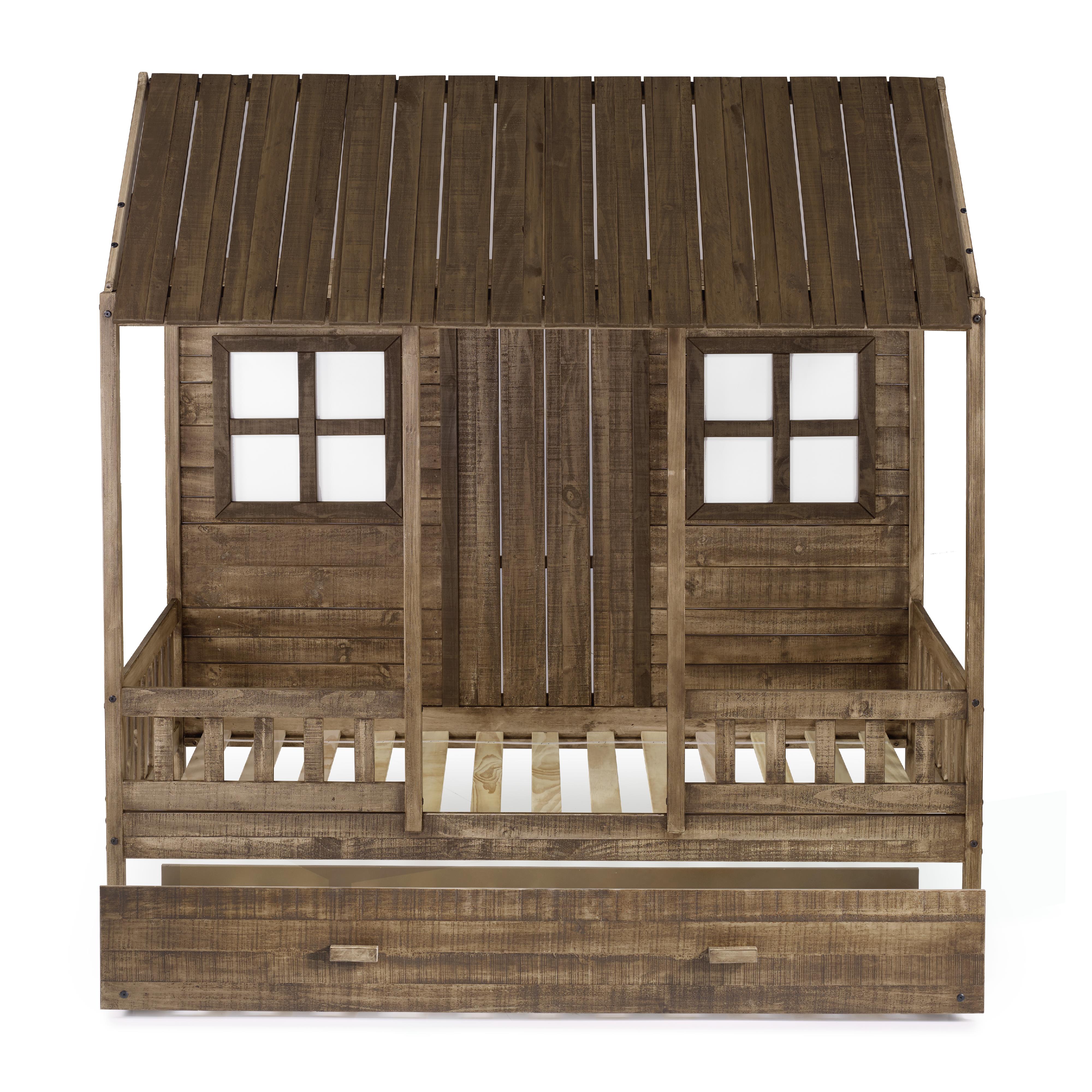  Donco Trading Company Front Porch 1899-TRD_1898-RD Twin Country Low Loft Bed with Twin Trundle - Rustic Driftwood IMAGE 3
