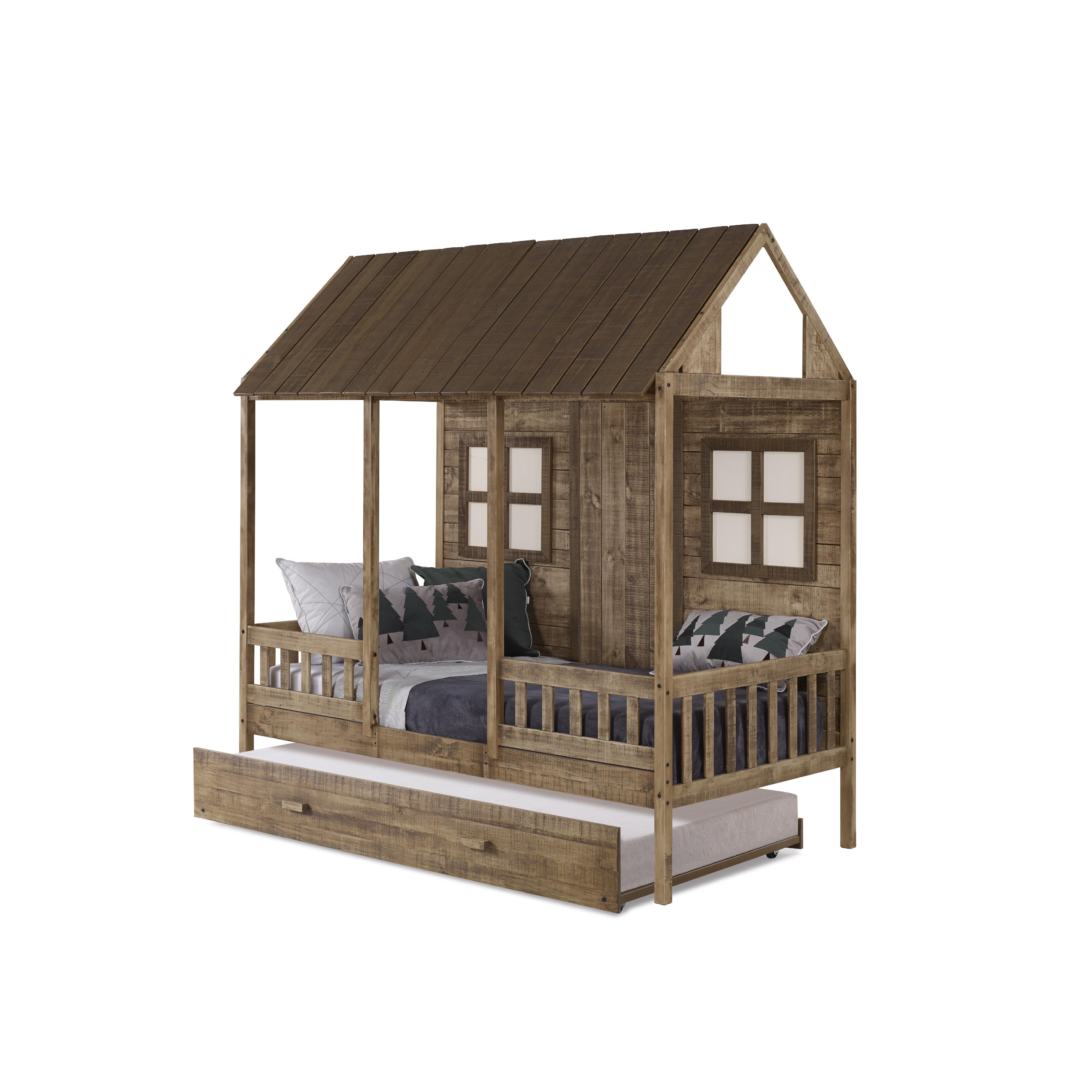  Donco Trading Company Front Porch 1899-TRD_1898-RD Twin Country Low Loft Bed with Twin Trundle - Rustic Driftwood IMAGE 4