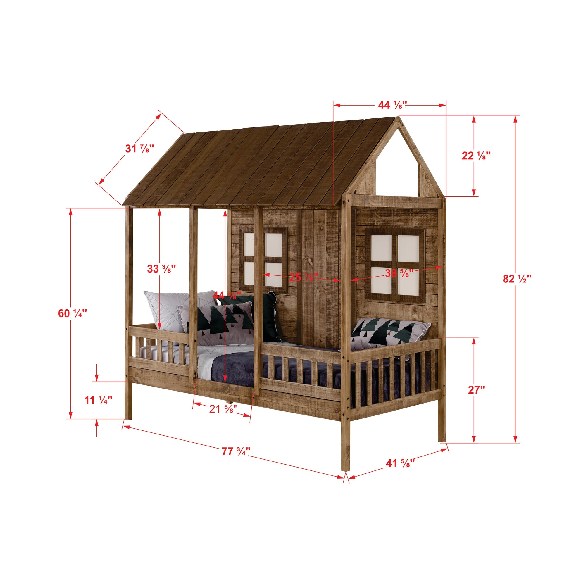  Donco Trading Company Front Porch 1899-TRD_1898-RD Twin Country Low Loft Bed with Twin Trundle - Rustic Driftwood IMAGE 5