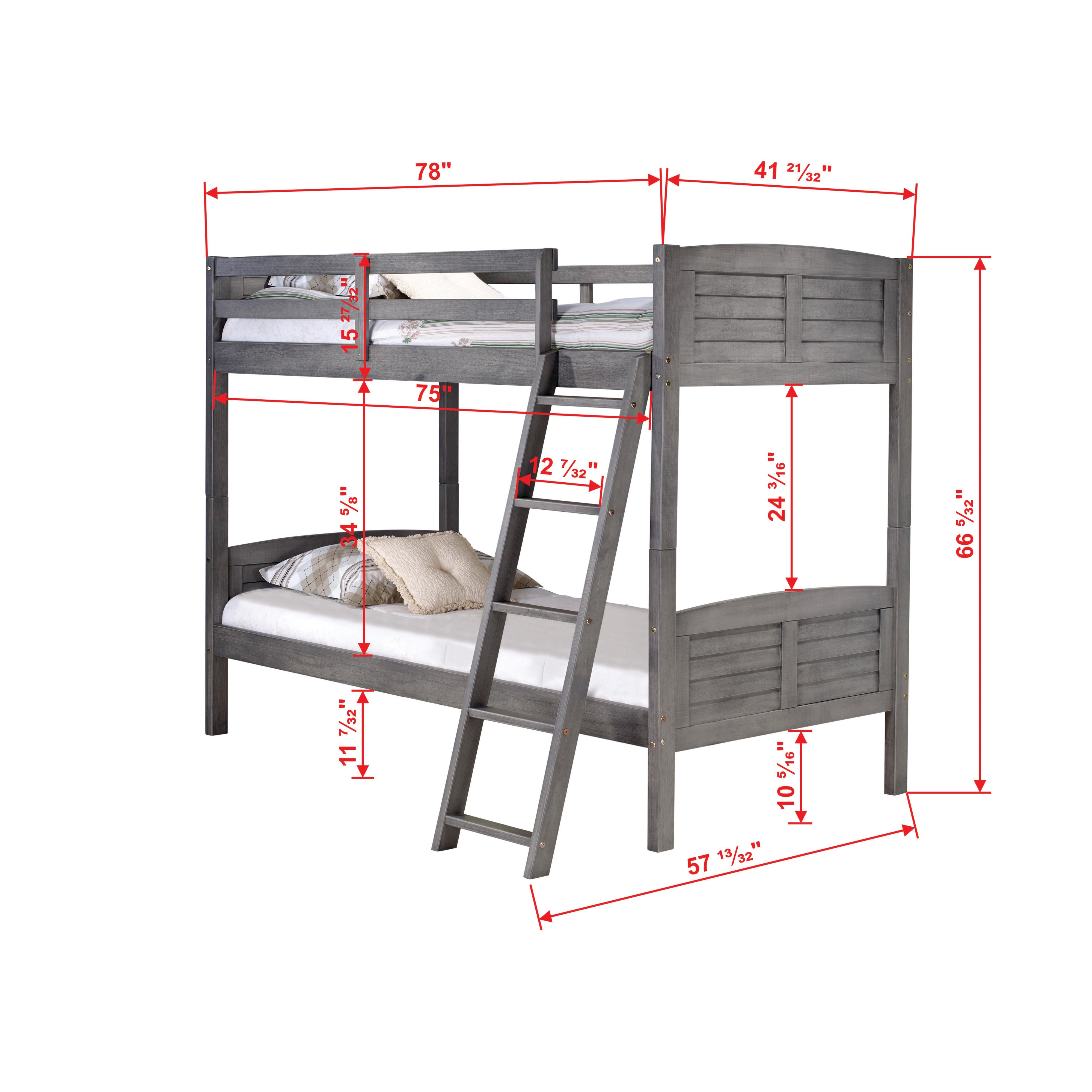  Donco Trading Company Louver 2010-TTAG Twin over Twin Bunkbed - Antique Grey IMAGE 10