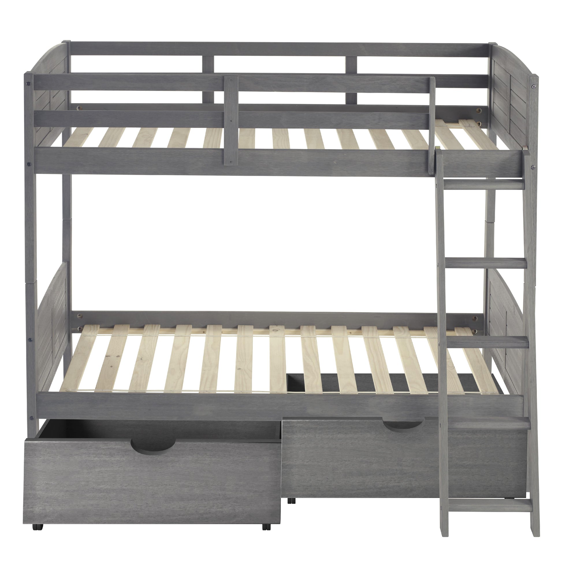  Donco Trading Company Louver 2010-TTAG_505-AG Twin over Twin Bunkbed with Drawers - Antique Grey IMAGE 3