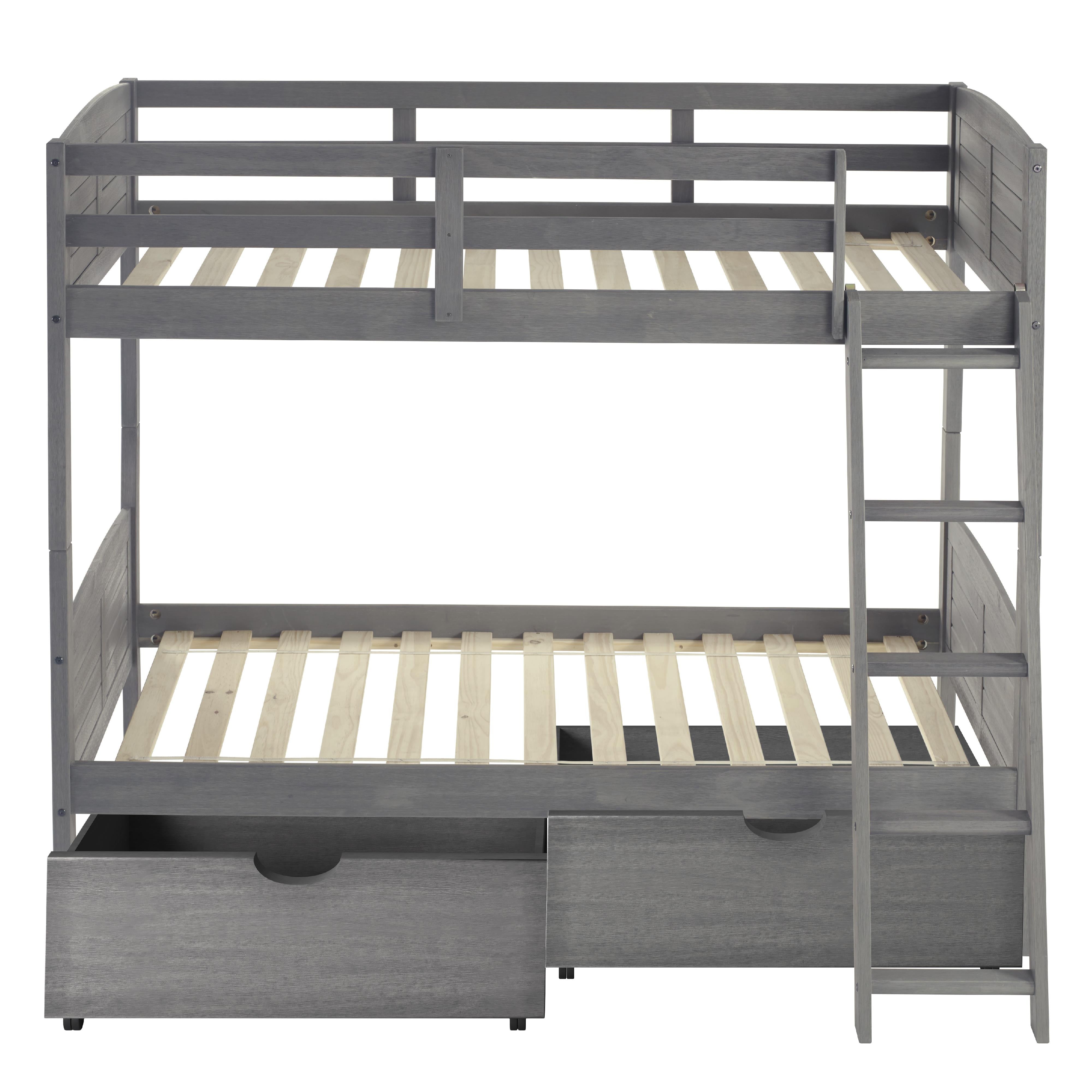  Donco Trading Company Louver 2010-TTAG_505-AG Twin over Twin Bunkbed with Drawers - Antique Grey IMAGE 3