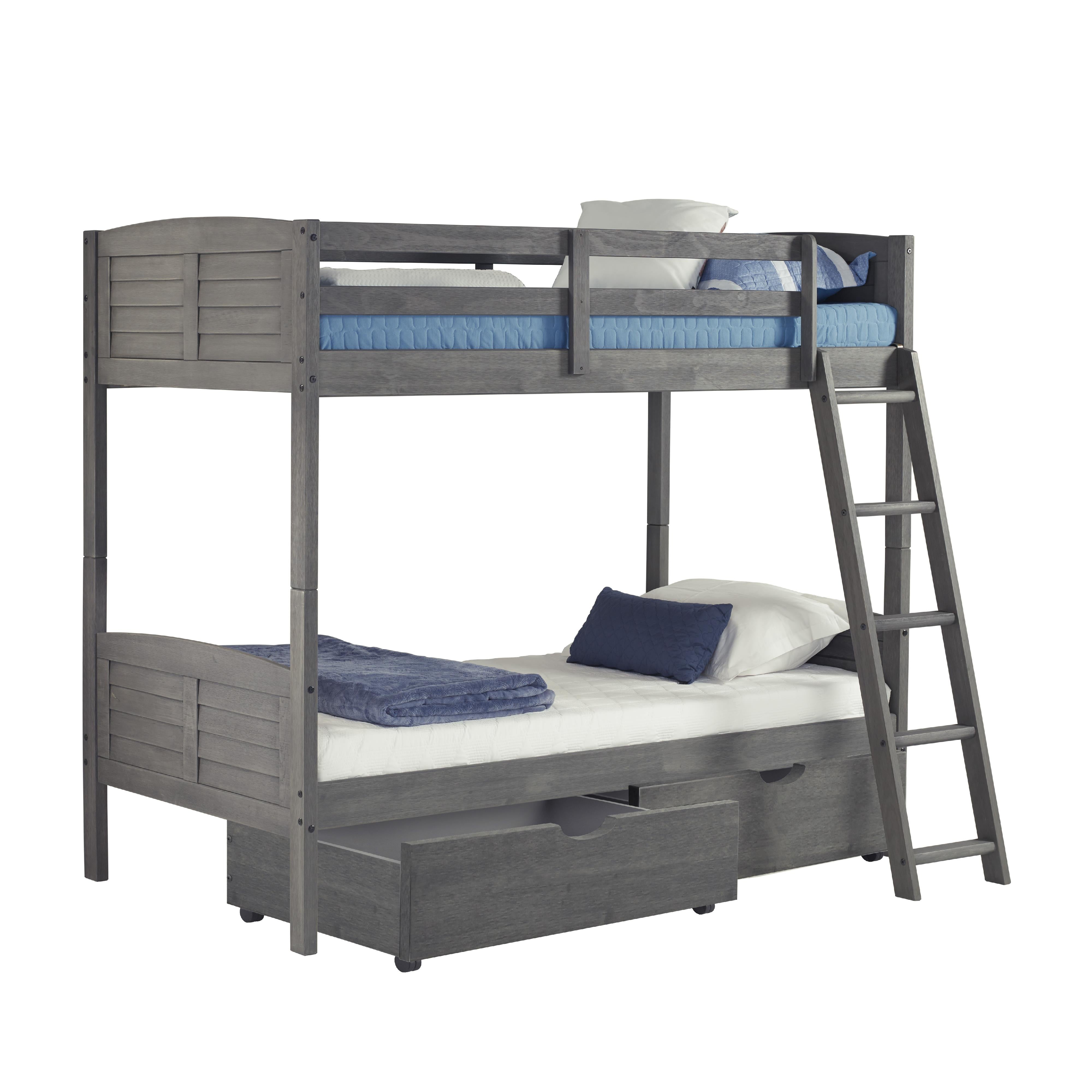  Donco Trading Company Louver 2010-TTAG_505-AG Twin over Twin Bunkbed with Drawers - Antique Grey IMAGE 5