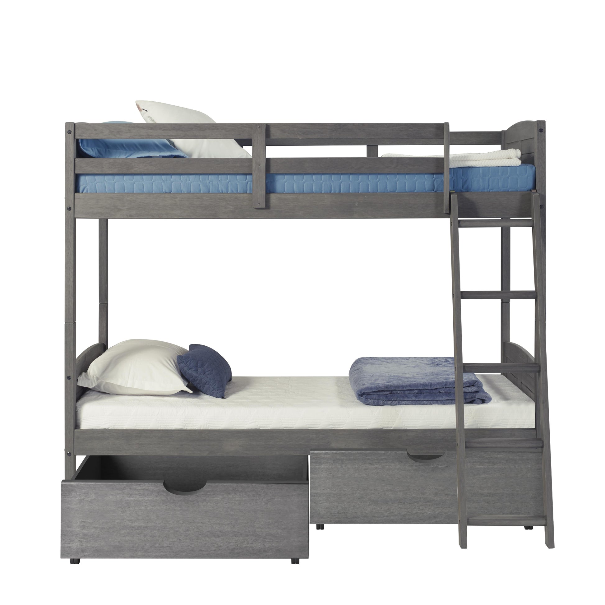 Donco Trading Company Louver 2010-TTAG_505-AG Twin over Twin Bunkbed with Drawers - Antique Grey IMAGE 6