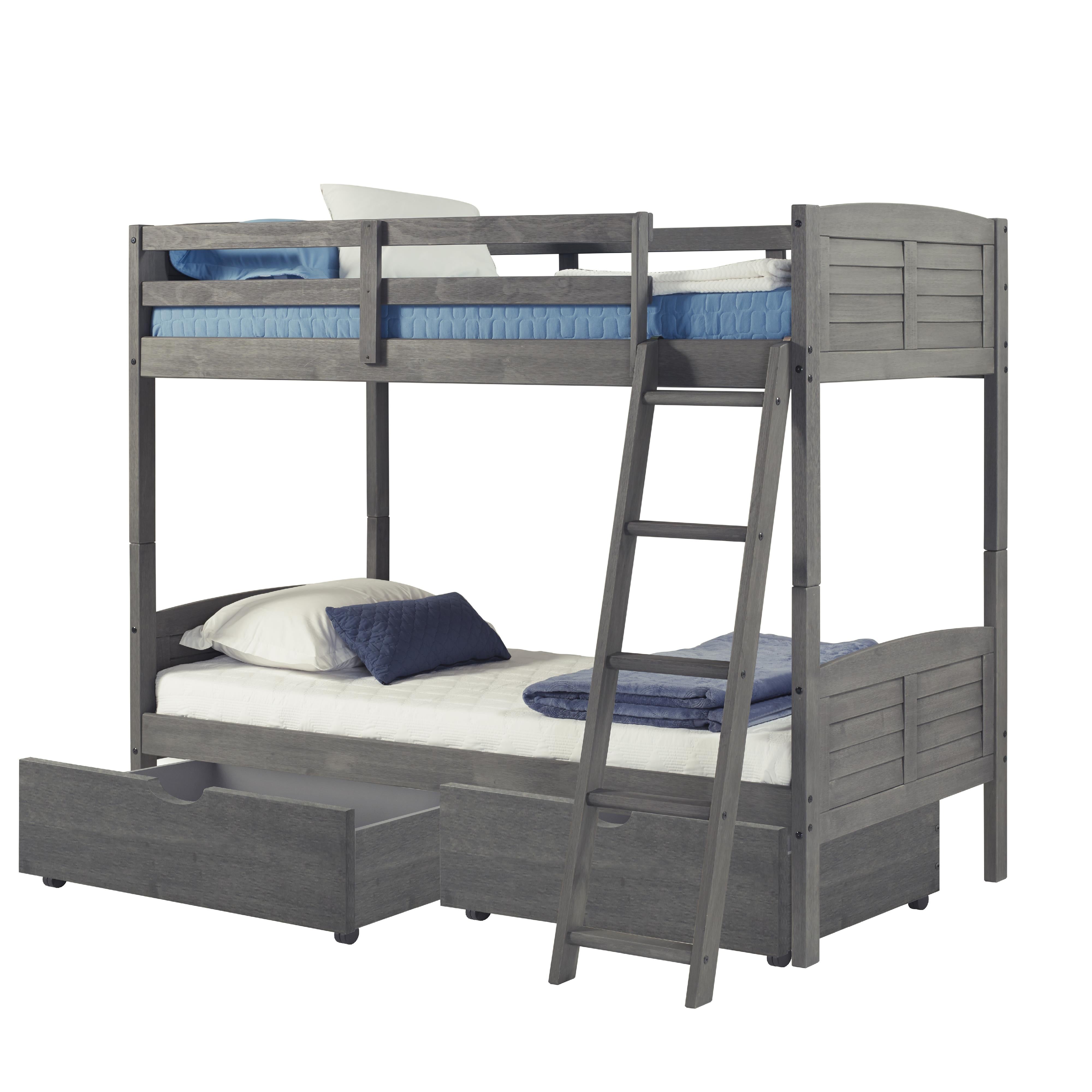  Donco Trading Company Louver 2010-TTAG_505-AG Twin over Twin Bunkbed with Drawers - Antique Grey IMAGE 7