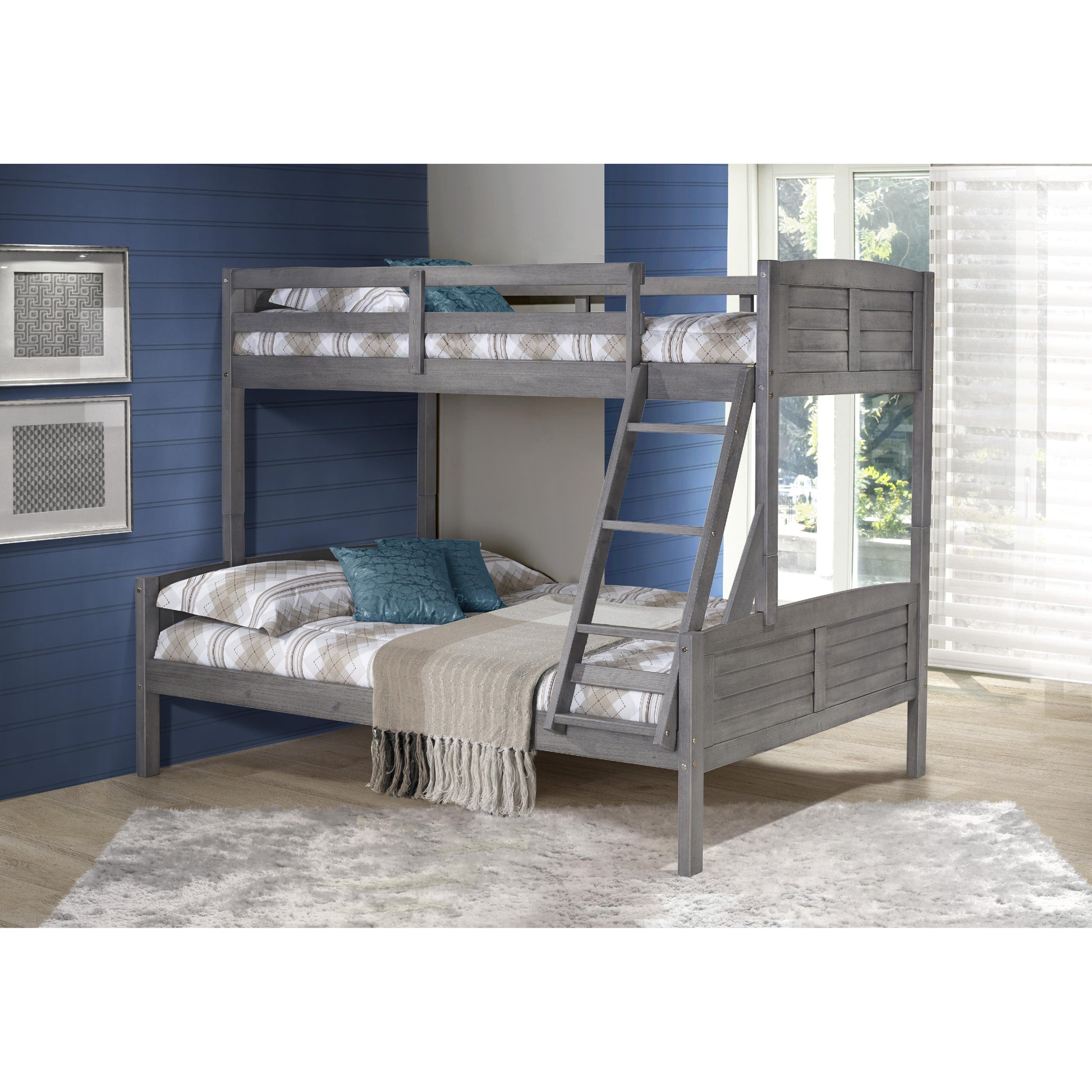  Donco Trading Company Louver 2012-TFAG Twin over Full Bunkbed - Dark Grey IMAGE 1