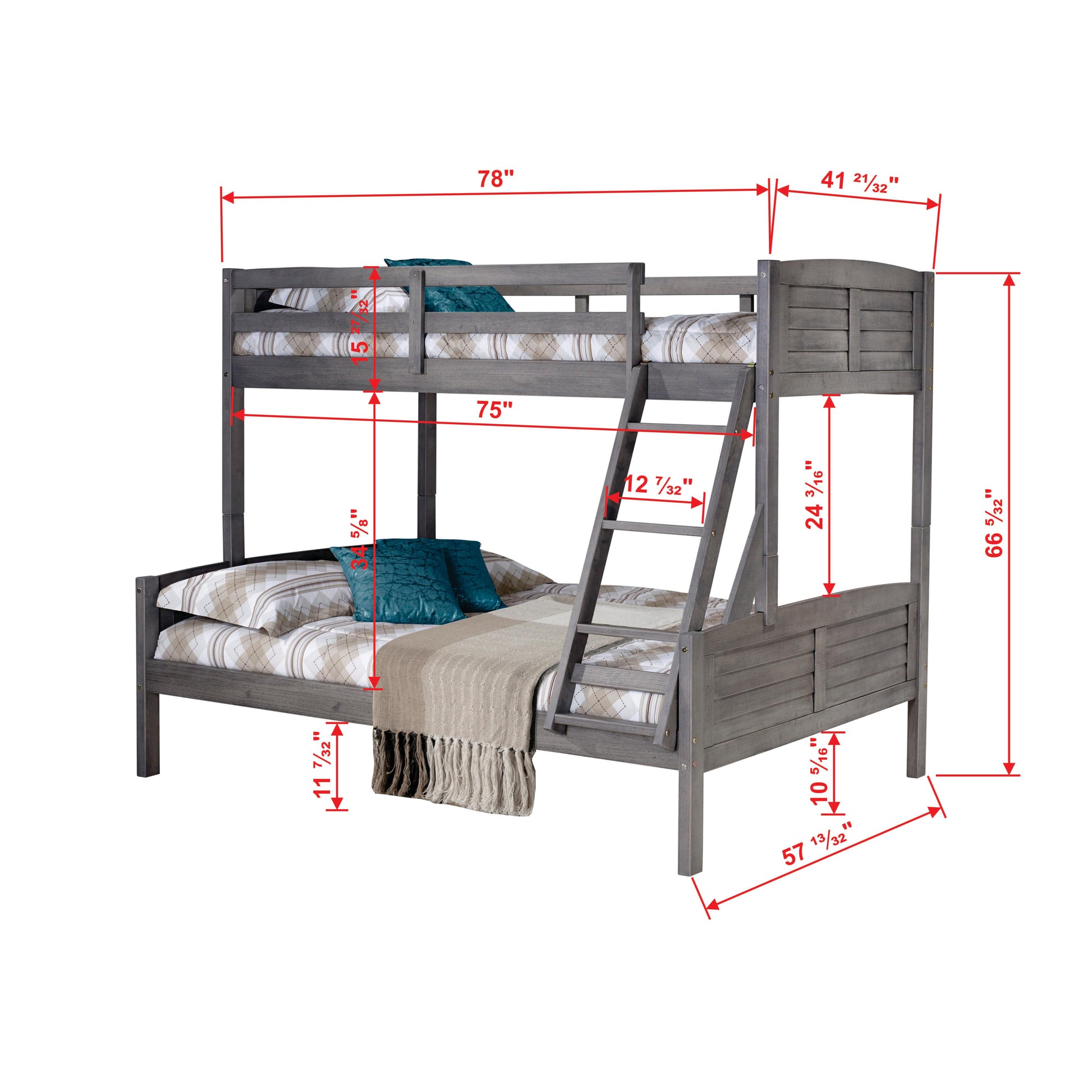  Donco Trading Company Louver 2012-TFAG Twin over Full Bunkbed - Dark Grey IMAGE 8