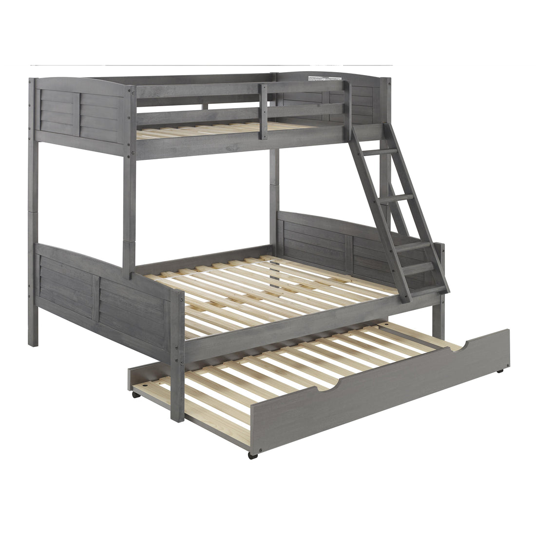  Donco Trading Company Louver 2012-TFAG_503-AG Twin over Full Bunkbed with Twin Trundle - Dark Grey IMAGE 1