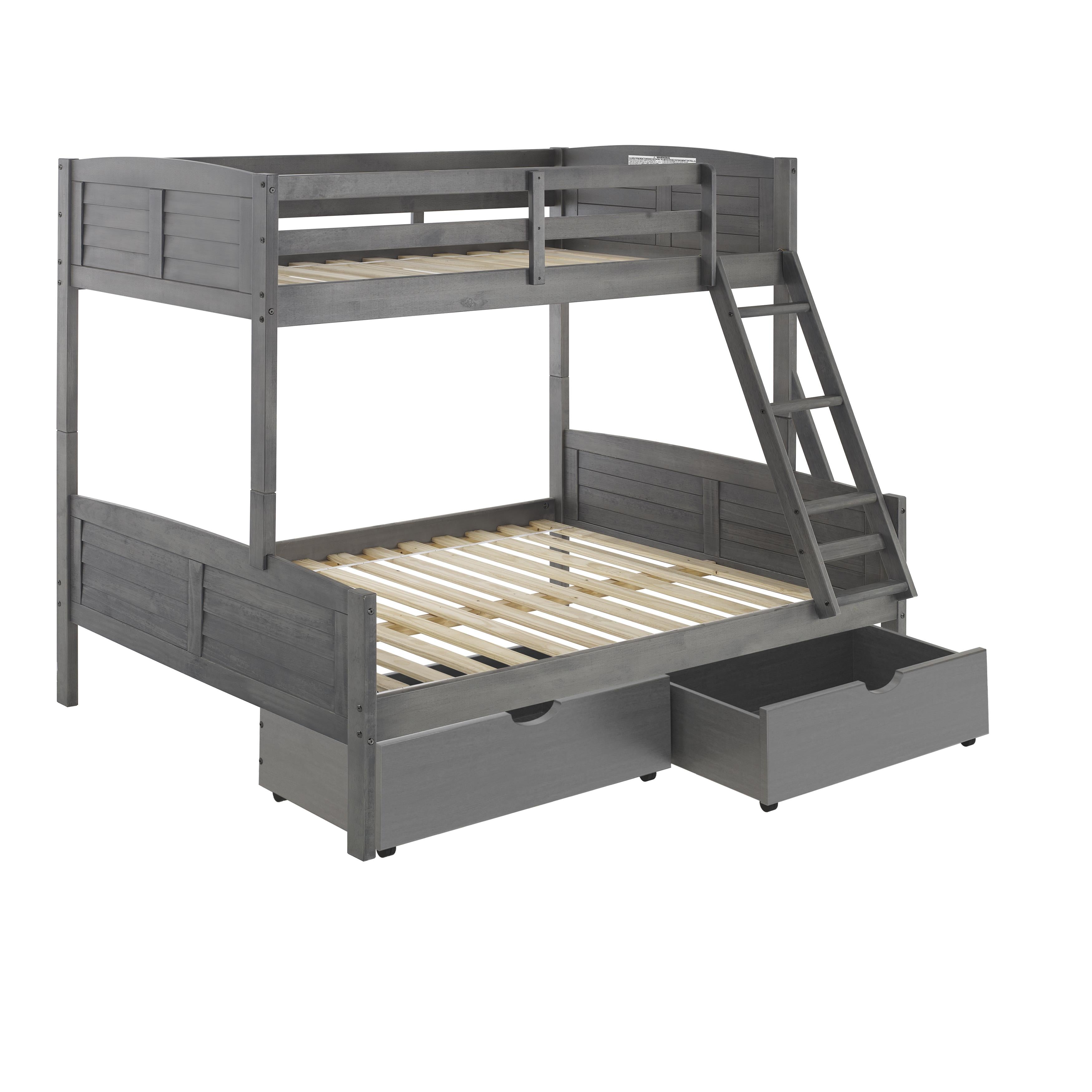  Donco Trading Company Louver 2012-TFAG_505-AG Twin over Full Bunkbed with Dual Underbed Dreawers - Dark Grey IMAGE 2
