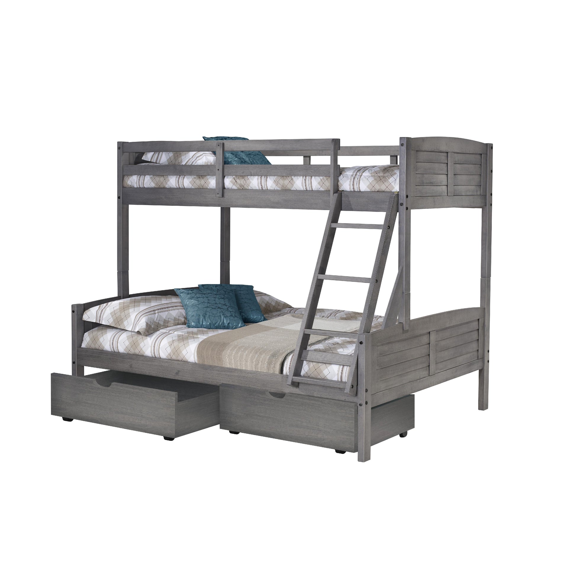  Donco Trading Company Louver 2012-TFAG_505-AG Twin over Full Bunkbed with Dual Underbed Dreawers - Dark Grey IMAGE 4