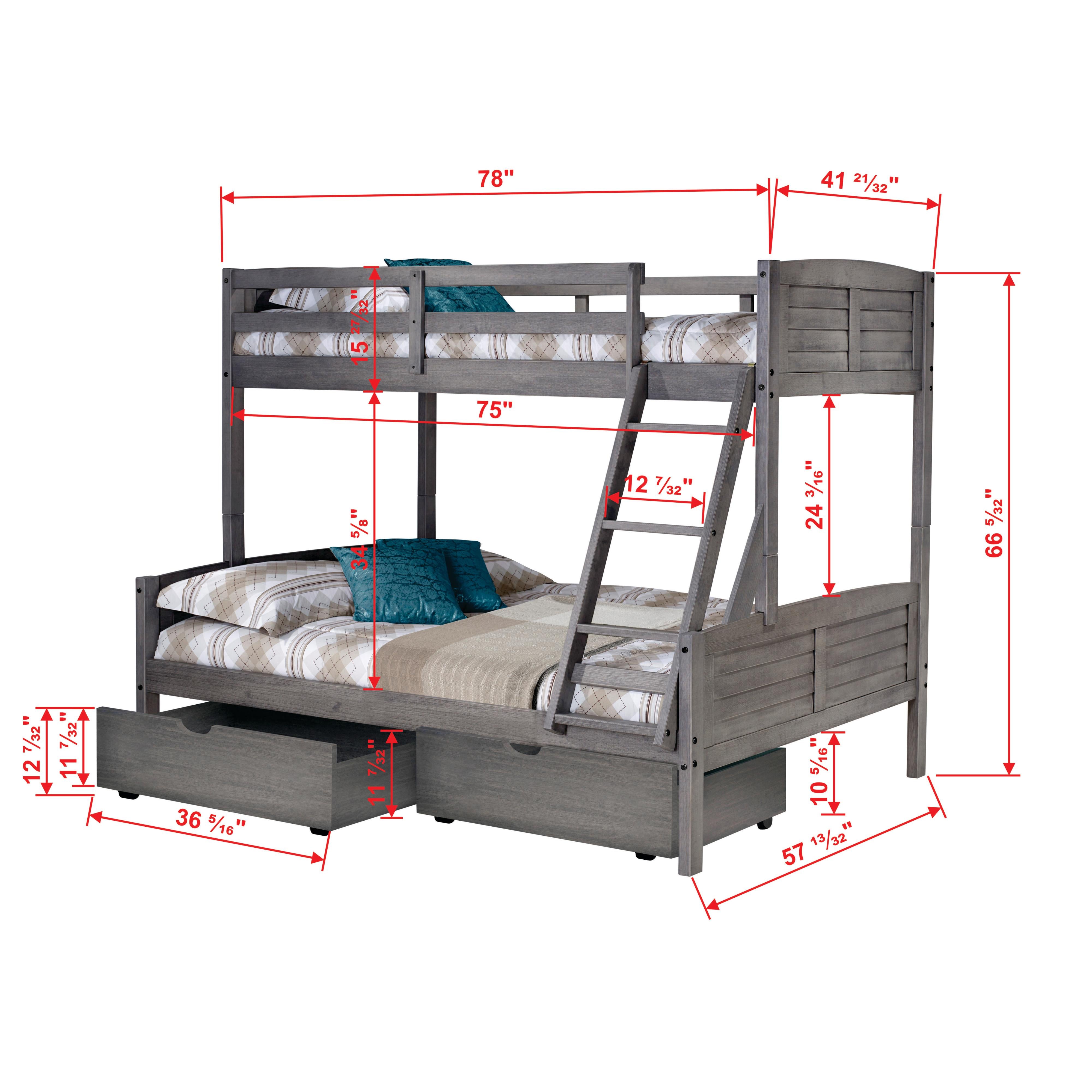  Donco Trading Company Louver 2012-TFAG_505-AG Twin over Full Bunkbed with Dual Underbed Dreawers - Dark Grey IMAGE 7