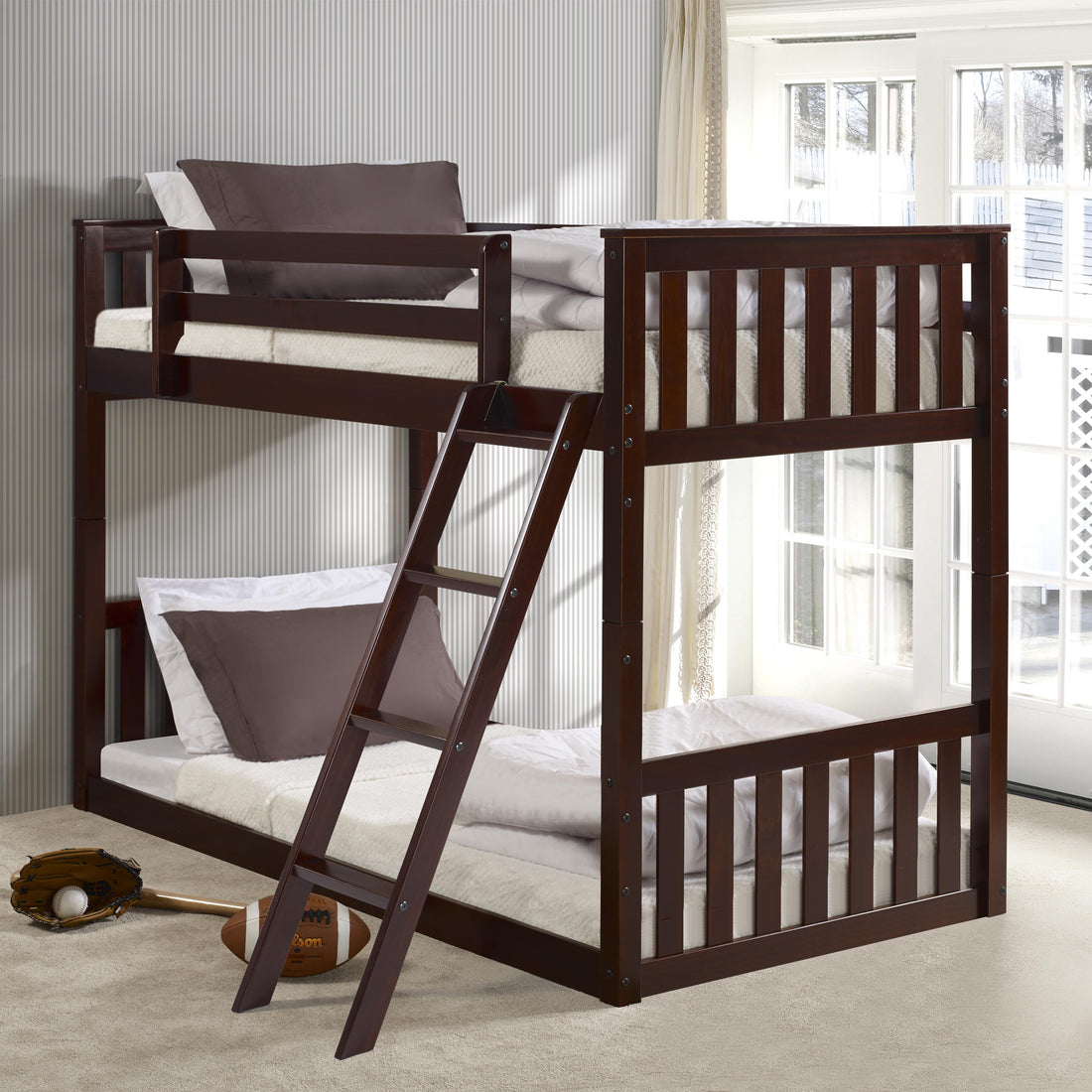  Donco Trading Company Monti Mission 201204-TTCP Twin over Twin Bunkbed - Antique Grey IMAGE 1