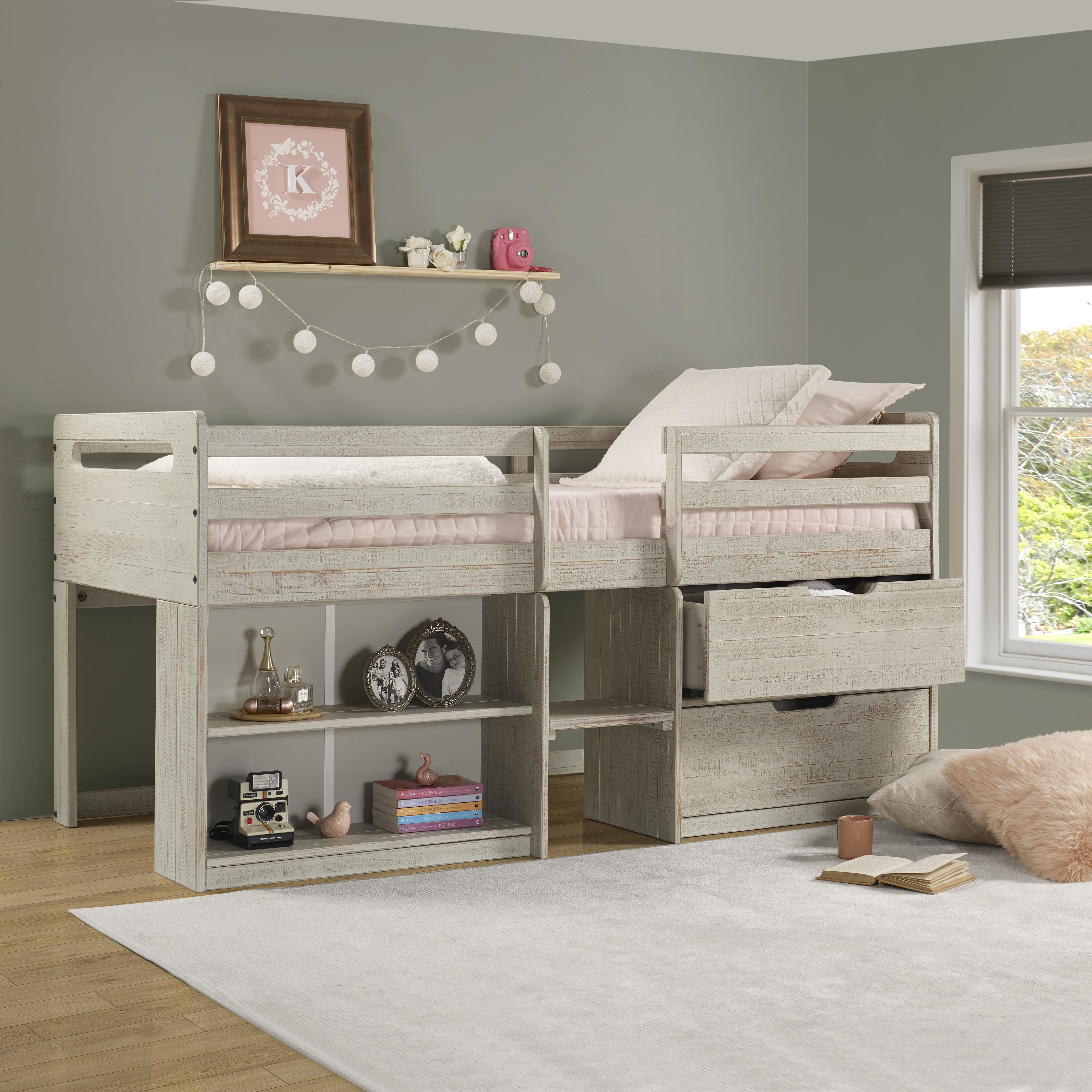  Donco Trading Company 2027-TLLG Handles Twin Light Rustic Low Loft Bed - Rustic Grey IMAGE 3