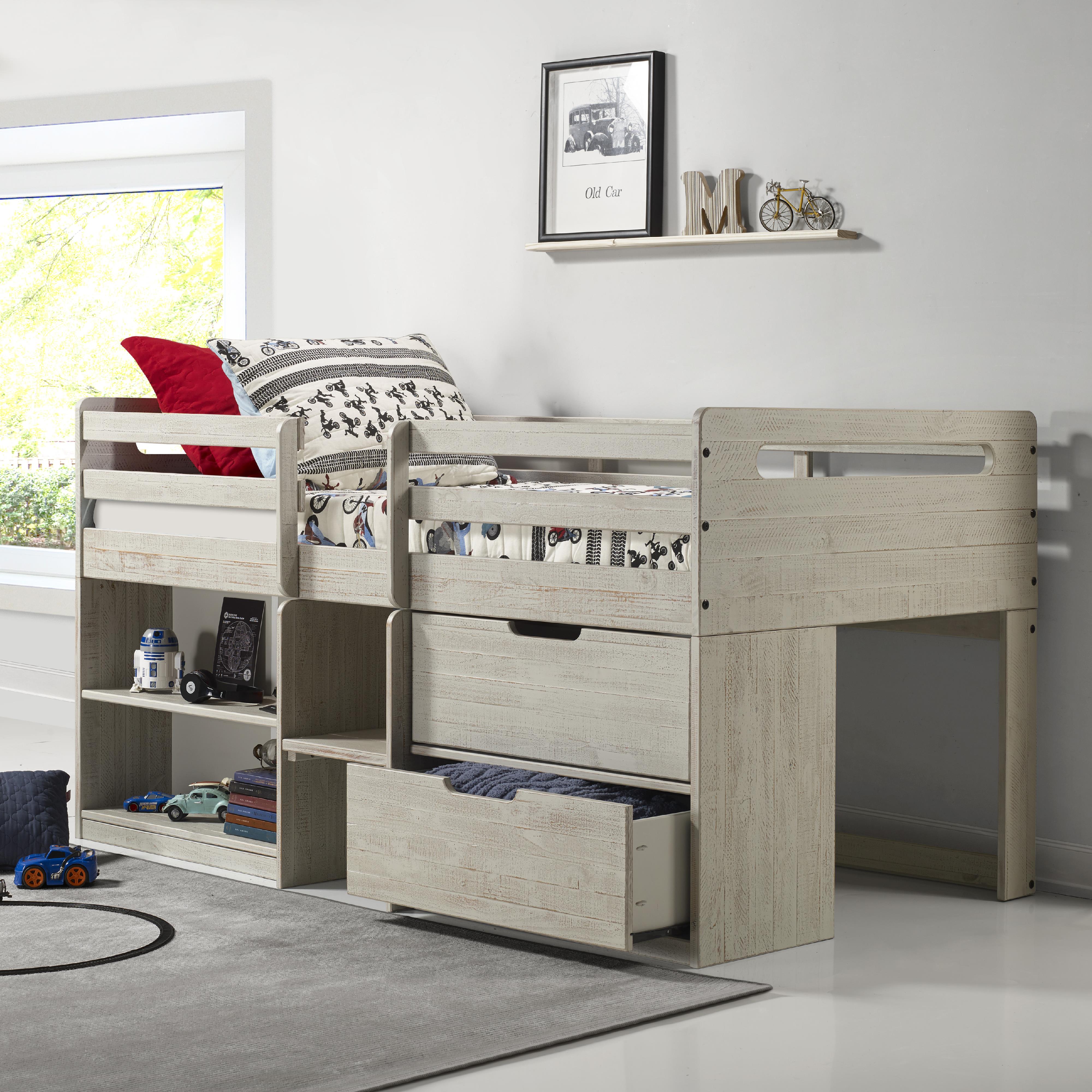  Donco Trading Company 2027-TLLG Handles Twin Light Rustic Low Loft Bed - Rustic Grey IMAGE 4