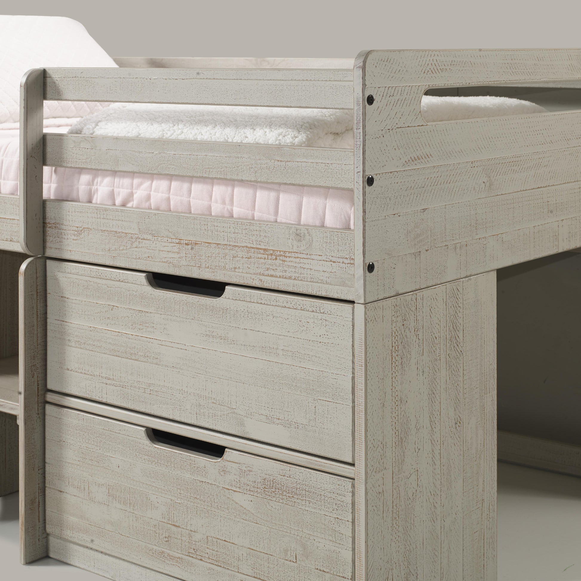  Donco Trading Company 2027-TLLG Handles Twin Light Rustic Low Loft Bed - Rustic Grey IMAGE 5
