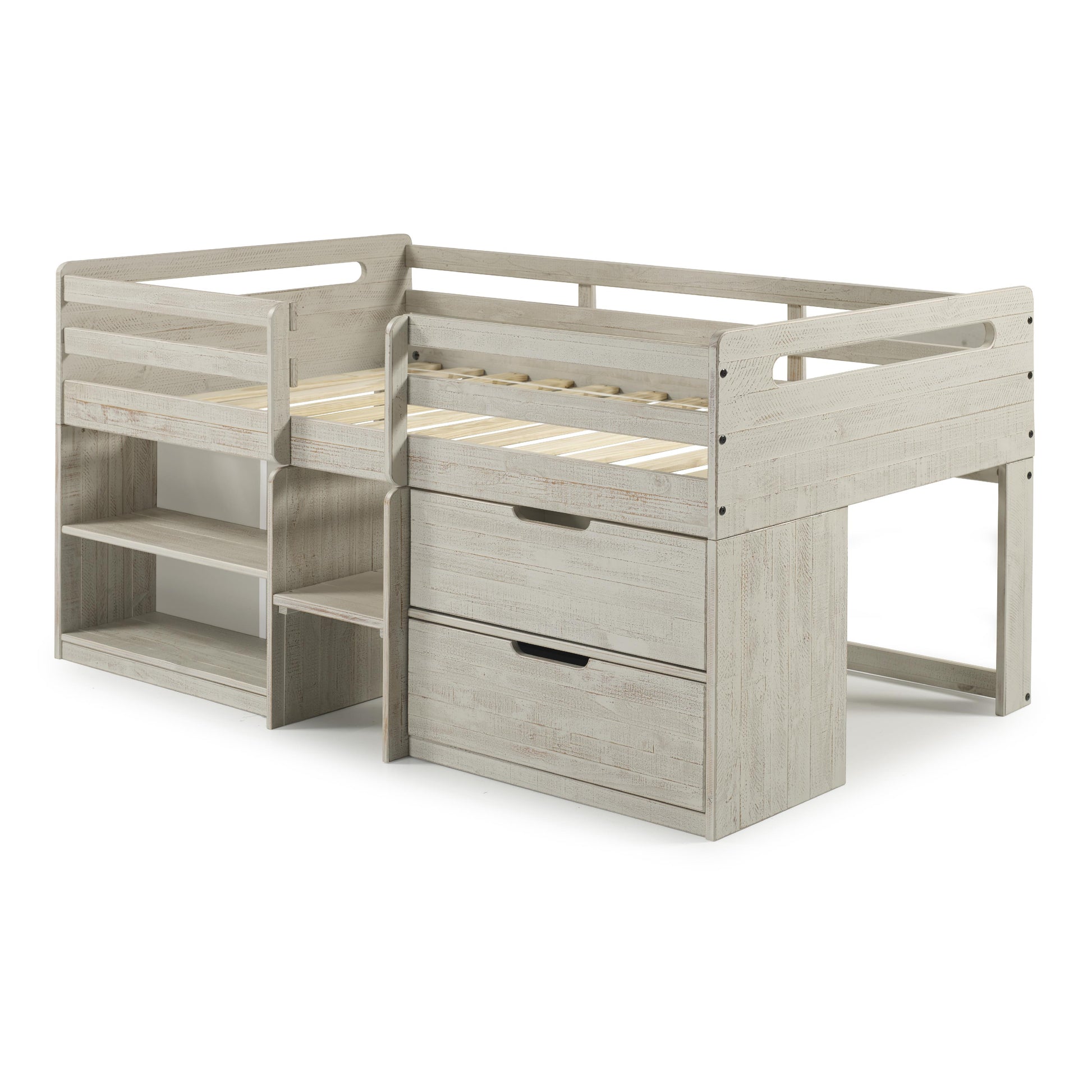  Donco Trading Company 2027-TLLG Handles Twin Light Rustic Low Loft Bed - Rustic Grey IMAGE 6