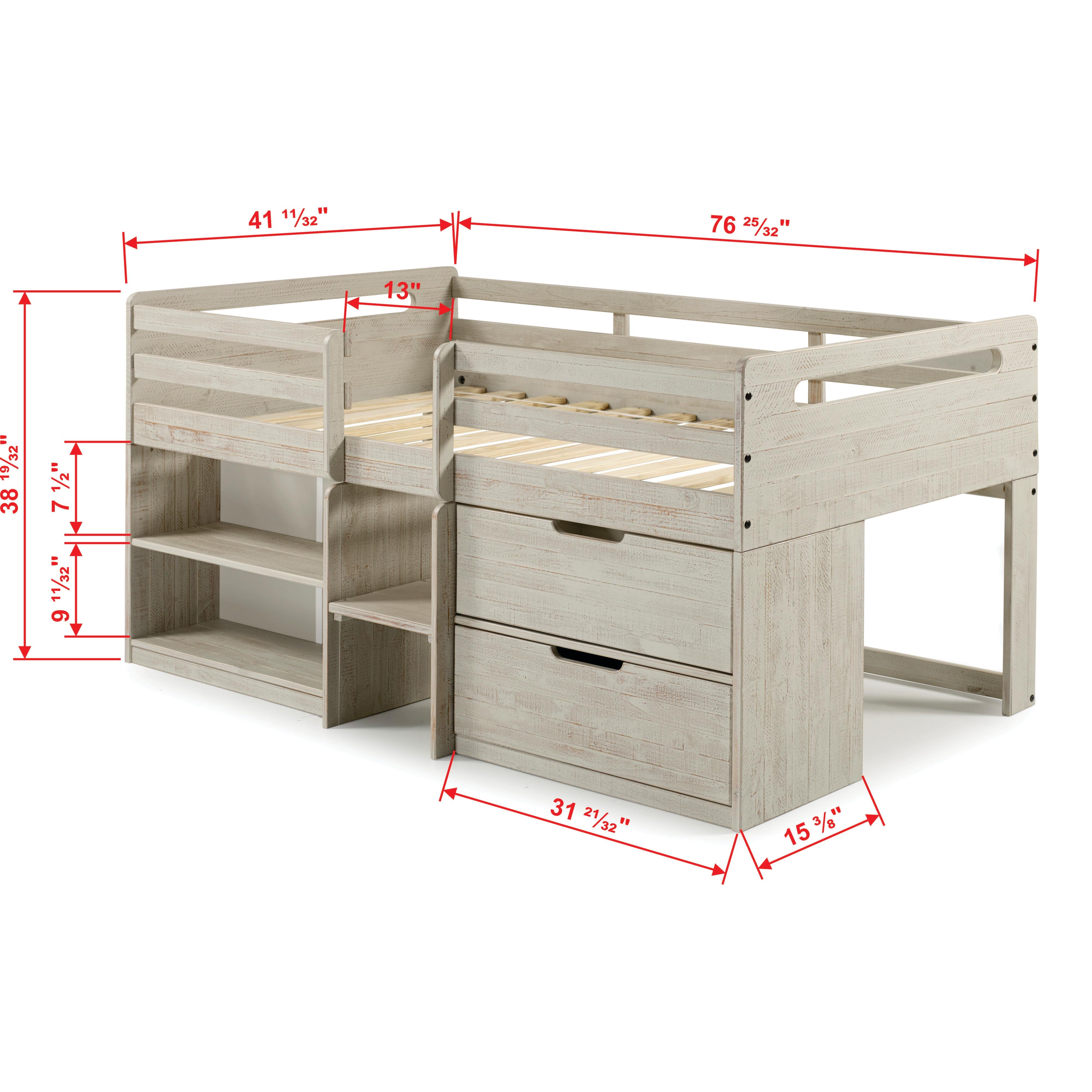  Donco Trading Company 2027-TLLG Handles Twin Light Rustic Low Loft Bed - Rustic Grey IMAGE 8
