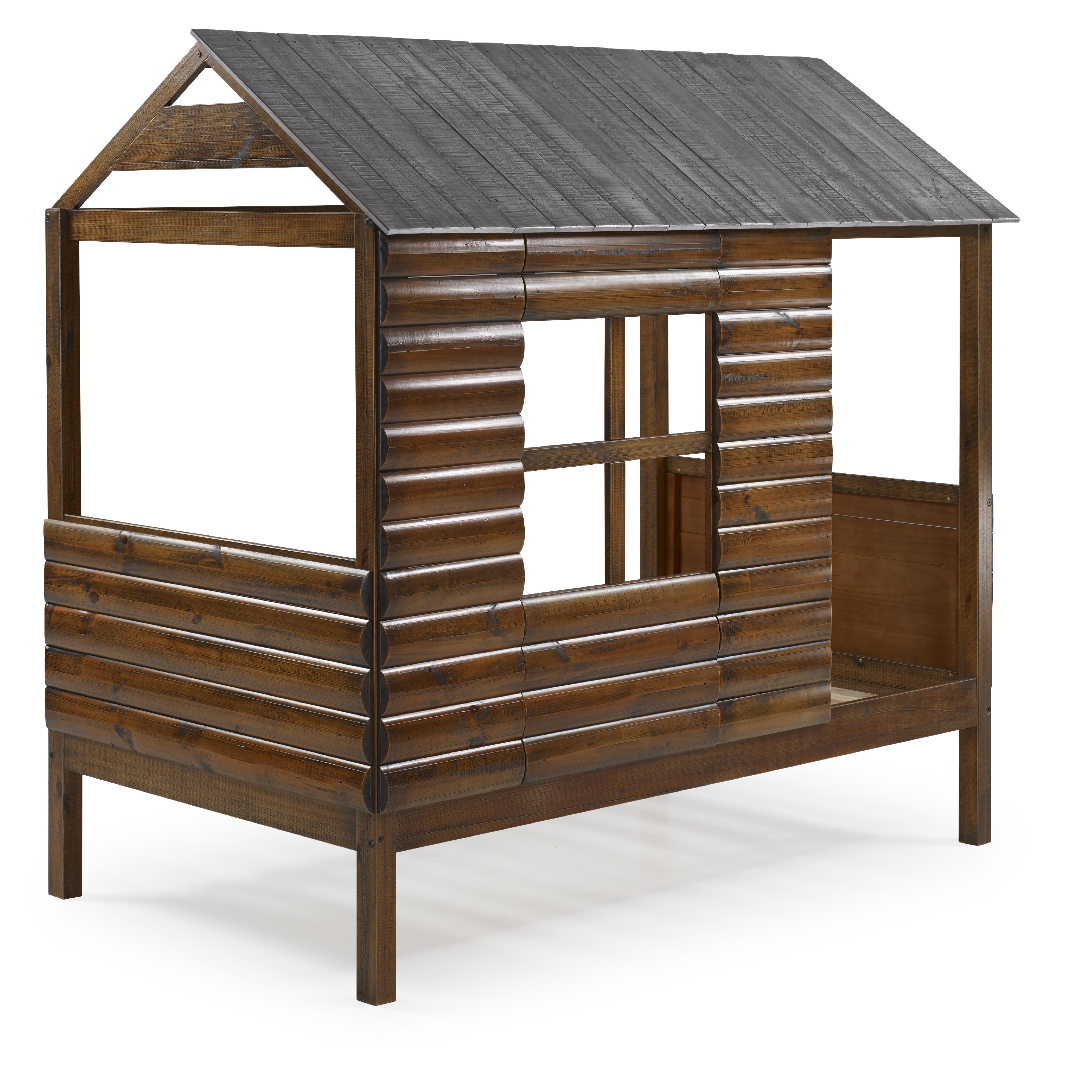  Donco Trading Company Log Cabin 2103-TRWRS Twin Low Loft Bed - Rustic Walnut IMAGE 2