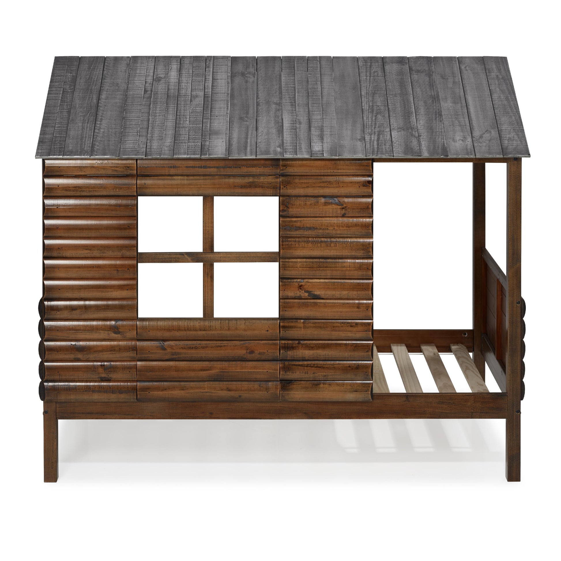  Donco Trading Company Log Cabin 2103-TRWRS Twin Low Loft Bed - Rustic Walnut IMAGE 3
