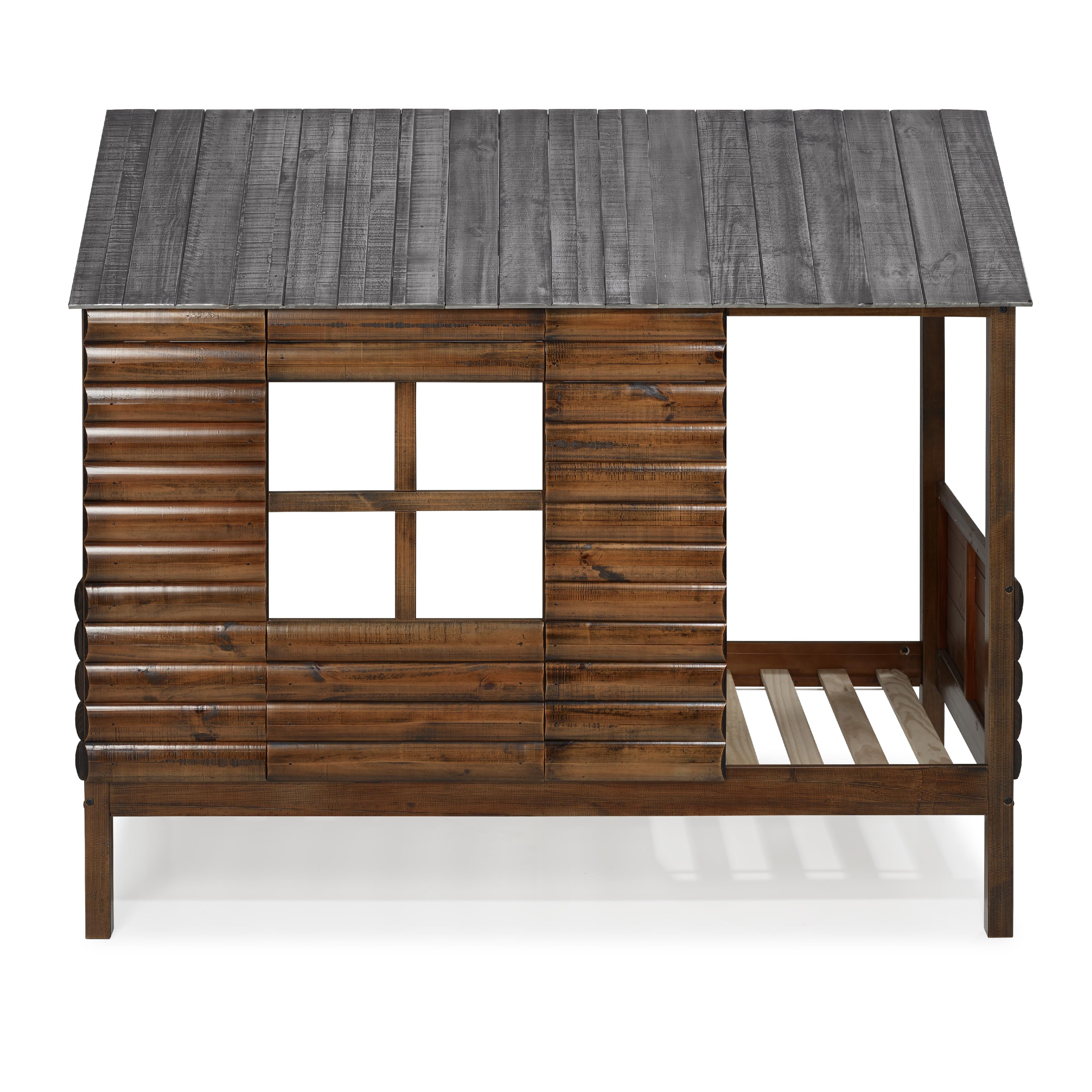  Donco Trading Company Log Cabin 2103-TRWRS Twin Low Loft Bed - Rustic Walnut IMAGE 3