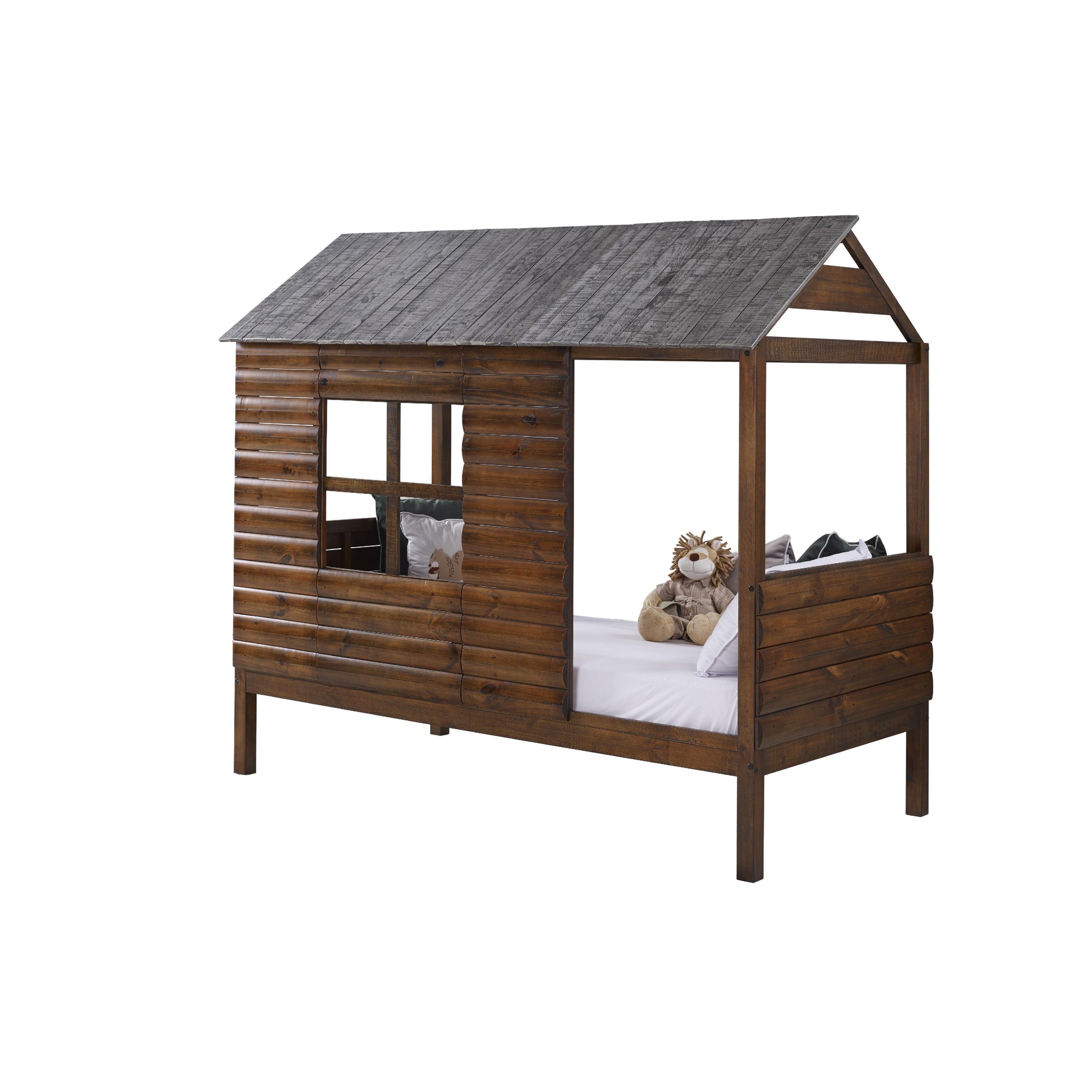  Donco Trading Company Log Cabin 2103-TRWRS Twin Low Loft Bed - Rustic Walnut IMAGE 6