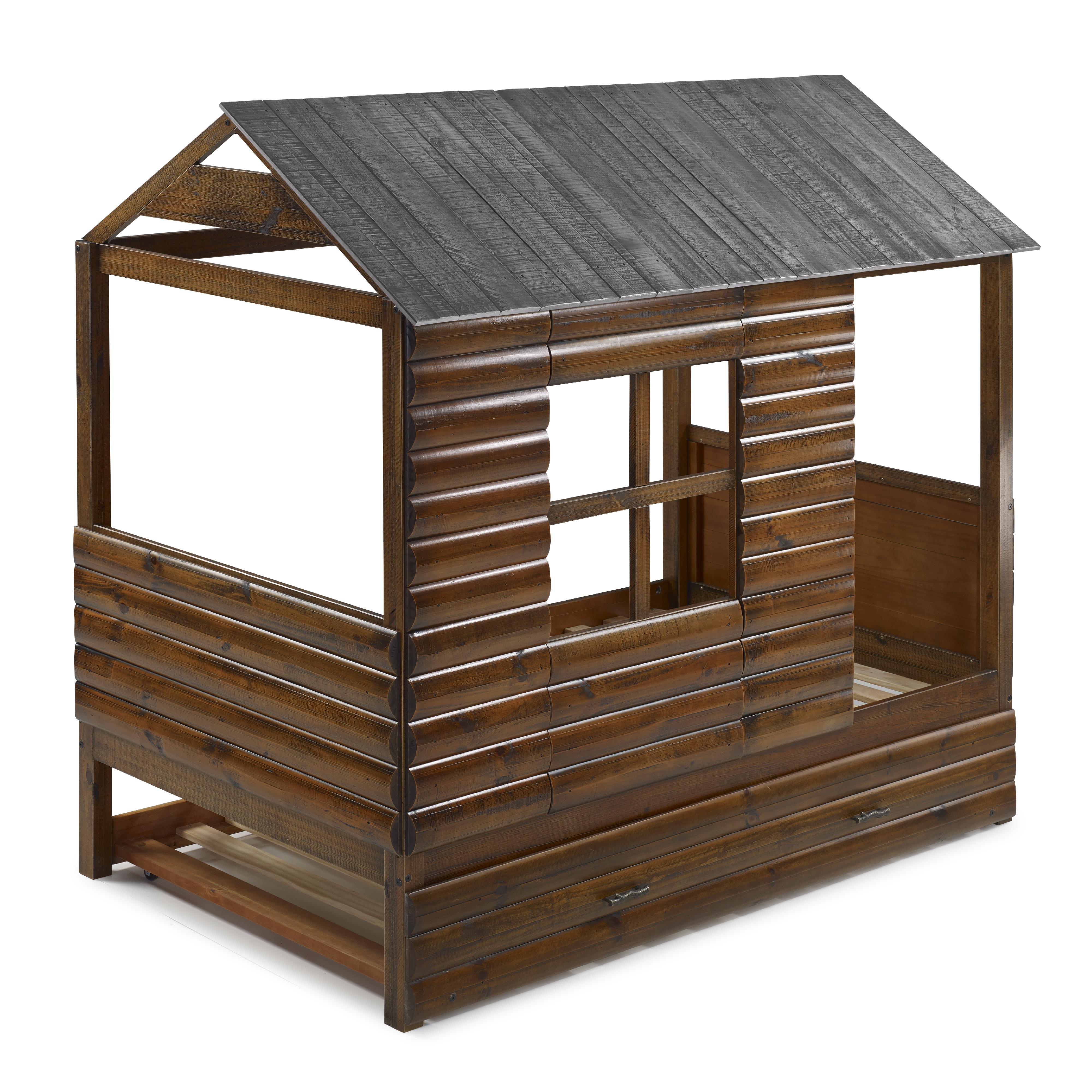  Donco Trading Company Log Cabin 2103-TRWRS_2104-RWRS Twin Low Loft with Twin Trundle - Rustic Walnut IMAGE 2