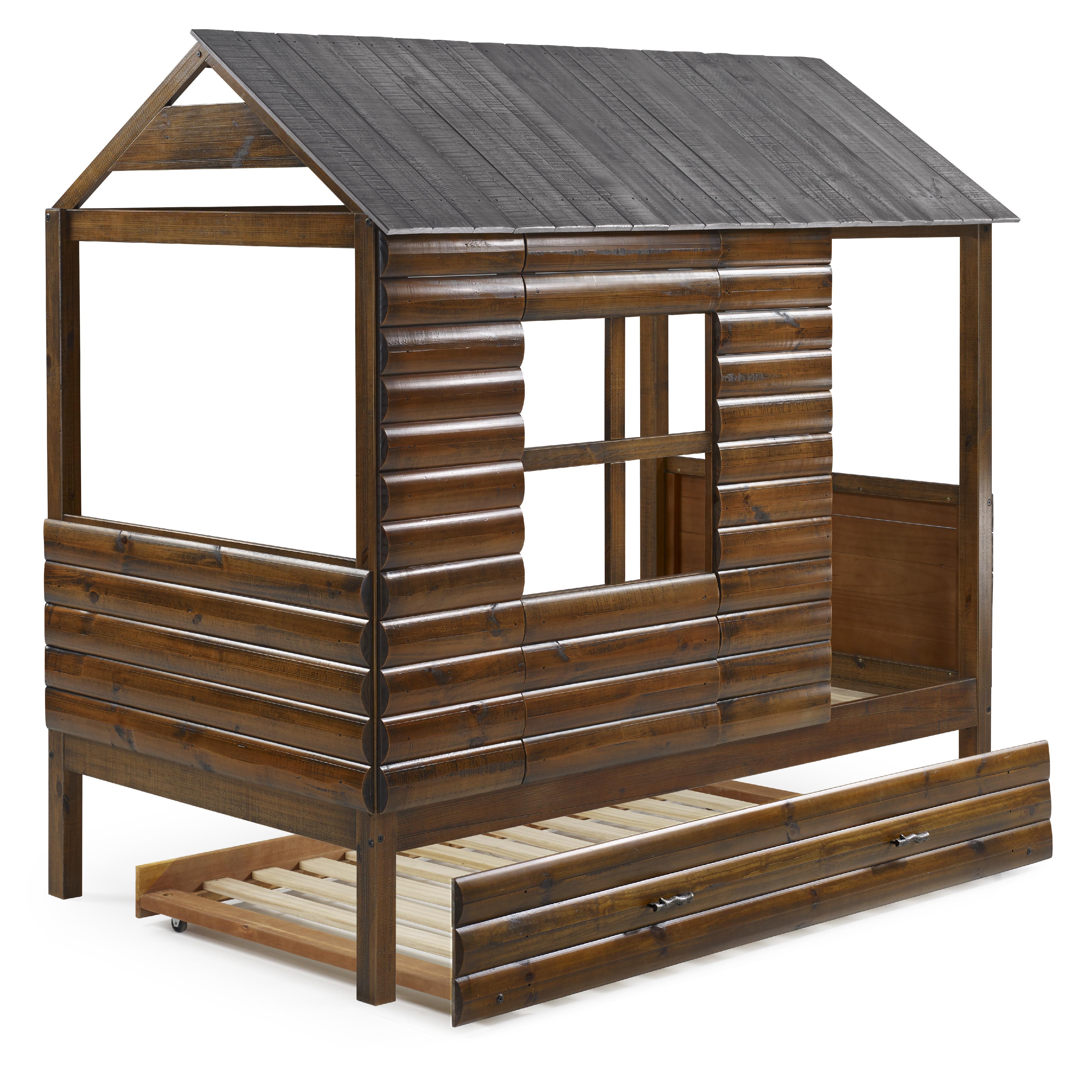  Donco Trading Company Log Cabin 2103-TRWRS_2104-RWRS Twin Low Loft with Twin Trundle - Rustic Walnut IMAGE 5