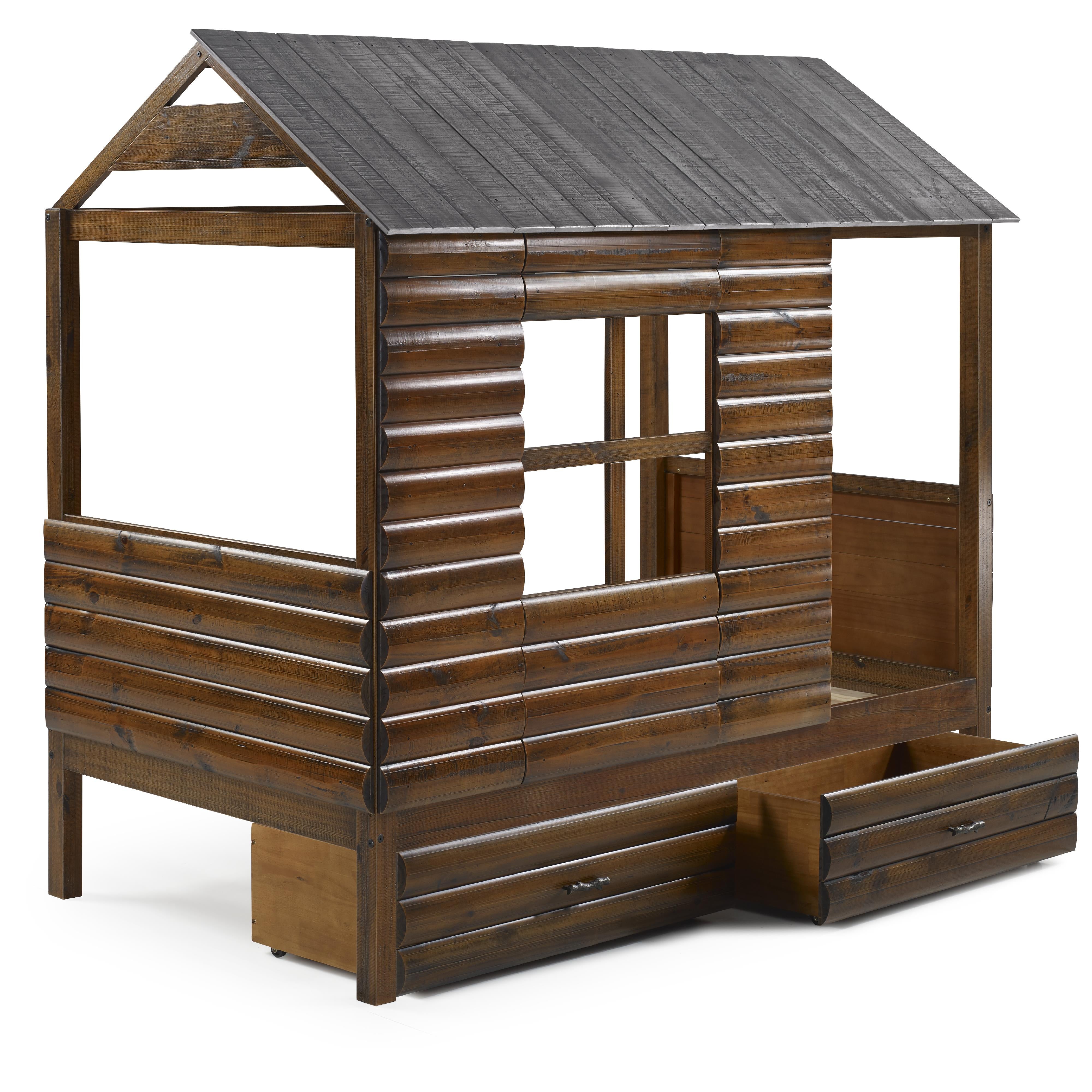  Donco Trading Company Log Cabin 2103-TRWRS_2105-RWRS Twin Low Loft with Drawers - Rustic Walnut IMAGE 2