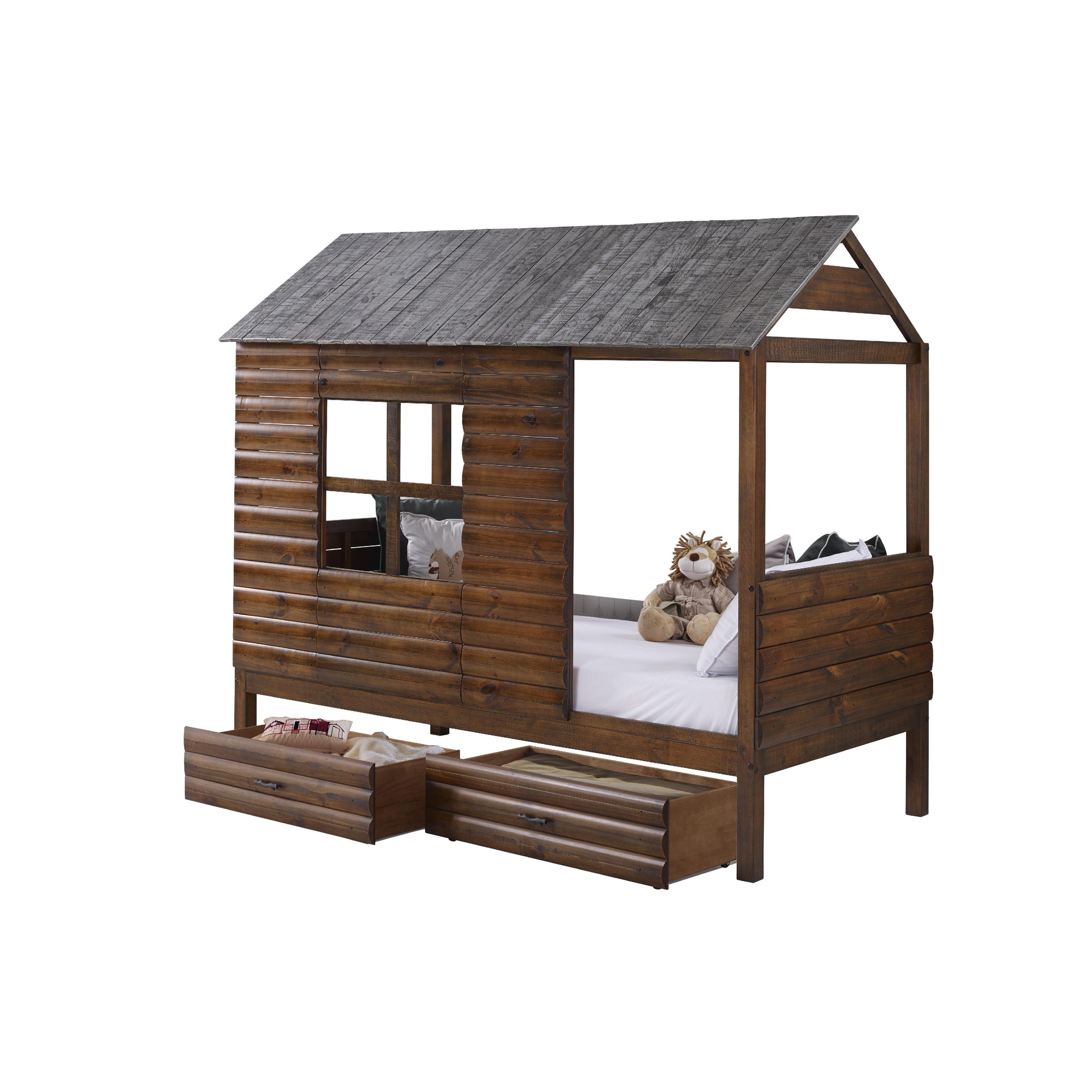  Donco Trading Company Log Cabin 2103-TRWRS_2105-RWRS Twin Low Loft with Drawers - Rustic Walnut IMAGE 5