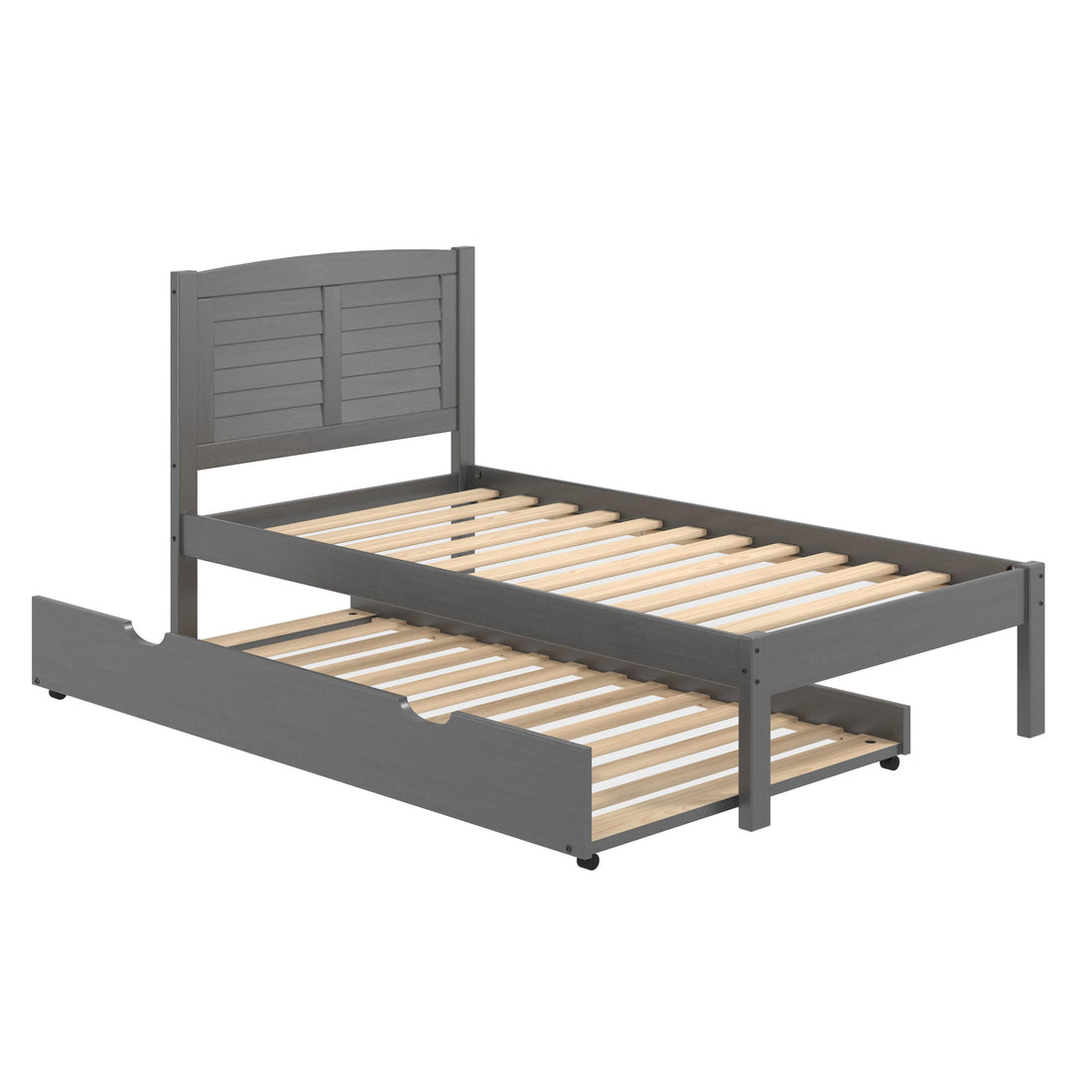  Donco Trading Company Louver 212-TAG_503-AG Twin Bed with Twin Trundle - Antique Grey IMAGE 1