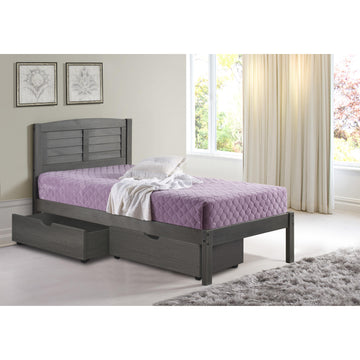  Donco Trading Company Louver 212-TAG_505-AG Twin Bed with Drawers - Antique Grey IMAGE 1