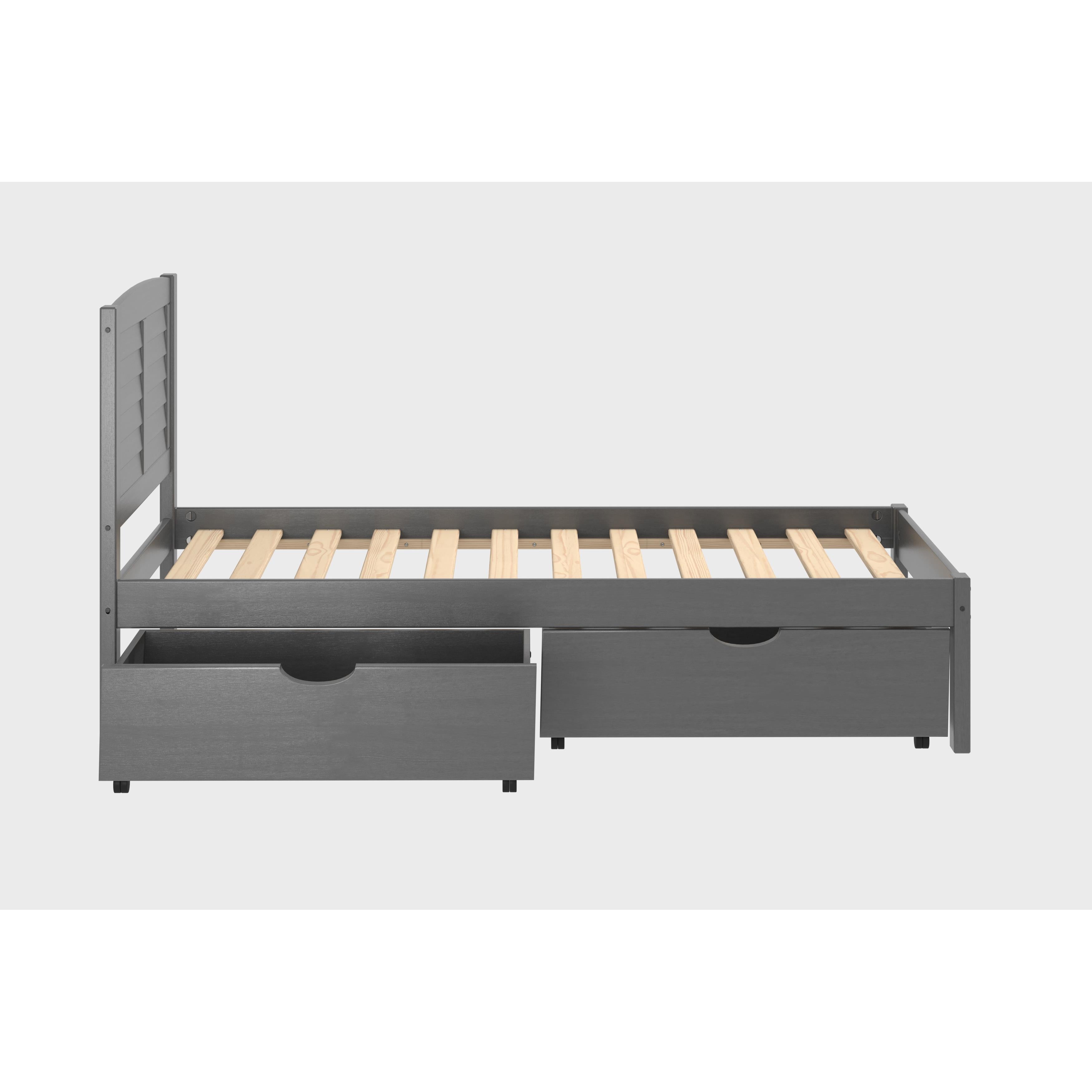  Donco Trading Company Louver 212-TAG_505-AG Twin Bed with Drawers - Antique Grey IMAGE 3
