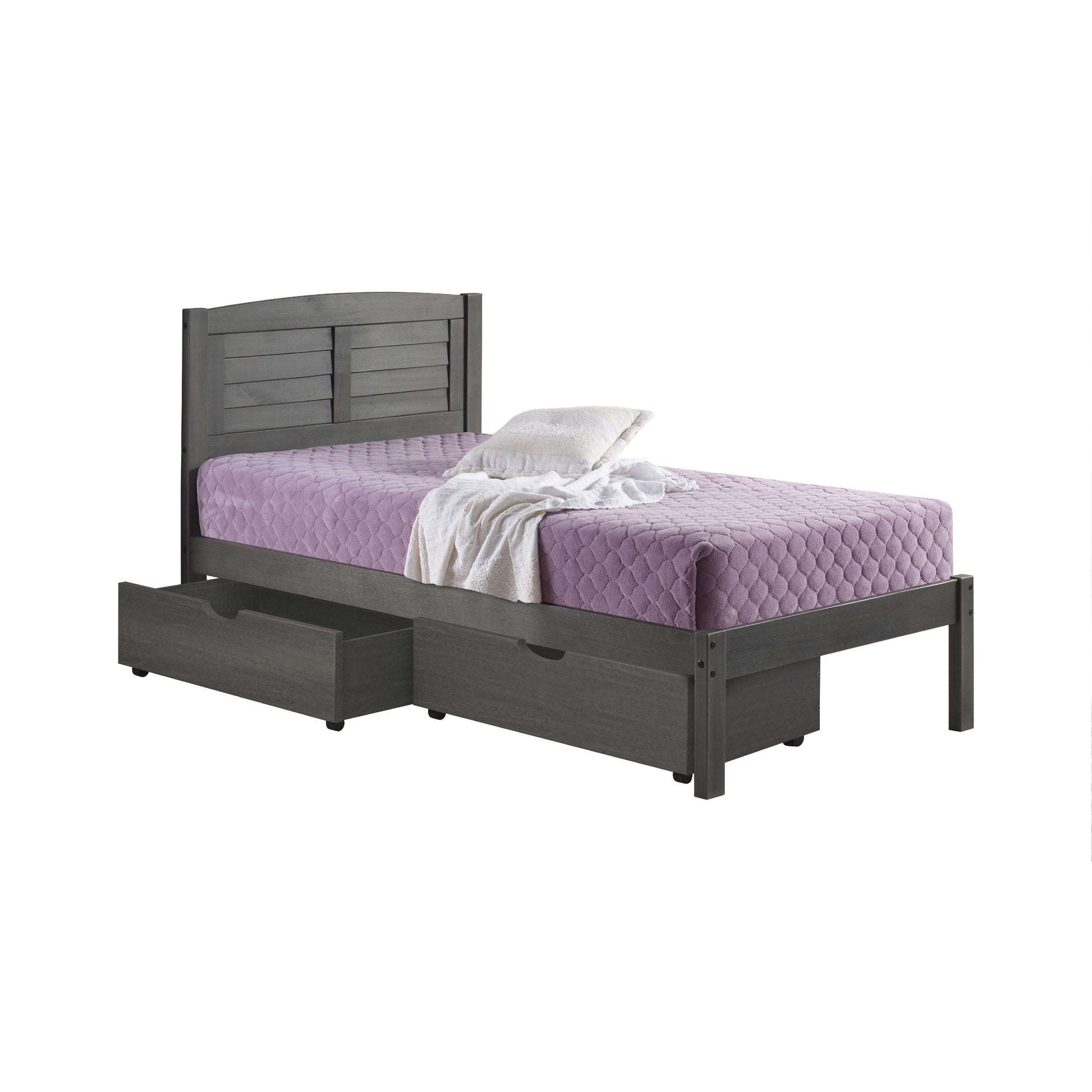  Donco Trading Company Louver 212-TAG_505-AG Twin Bed with Drawers - Antique Grey IMAGE 4
