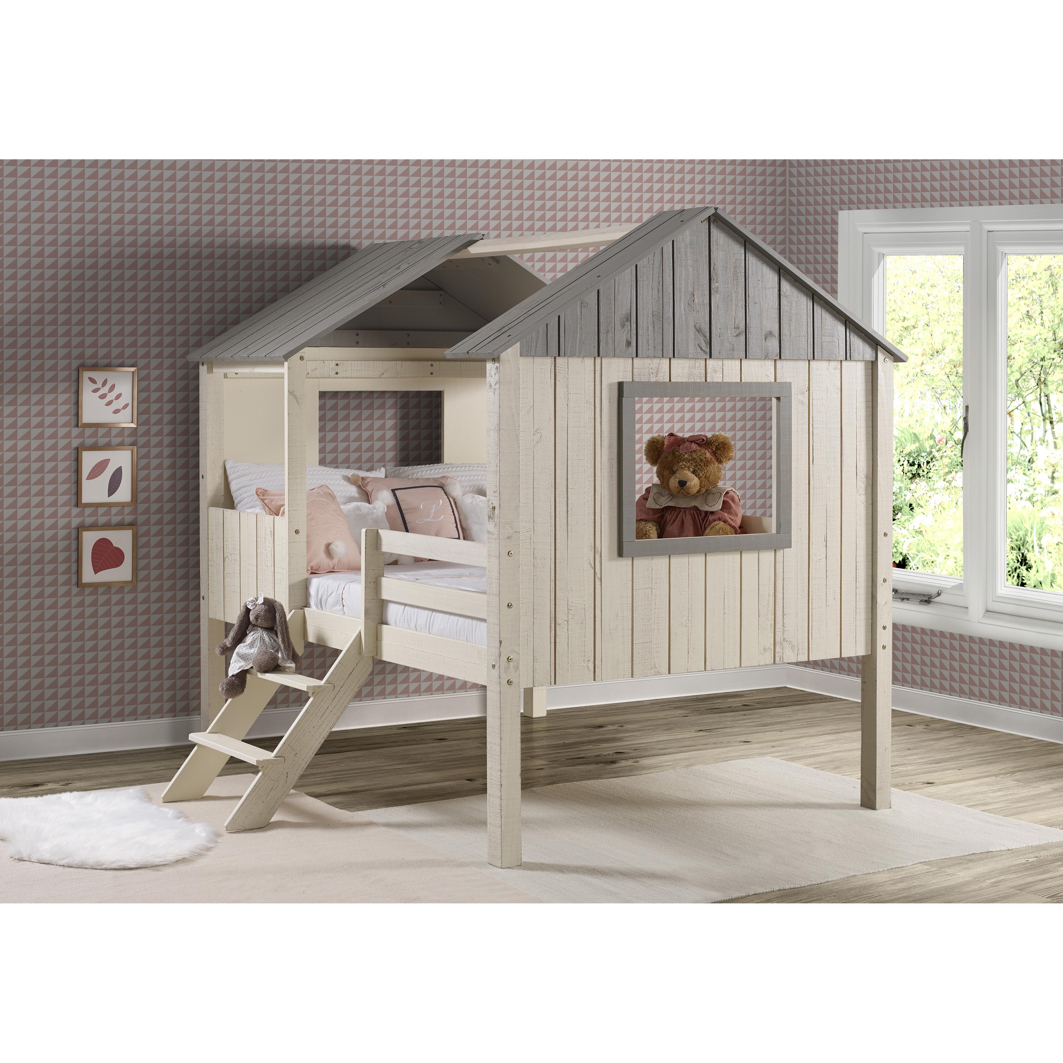  Donco Trading Company House 2188-FLRSRG Full & Low Loft Bed - Rustic Sand IMAGE 1