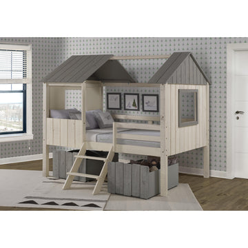  Donco Trading Company House 2188-FLRSRG_1381-RG Full & Low Loft Bed with Dual Drawers - Rustic Sand IMAGE 1