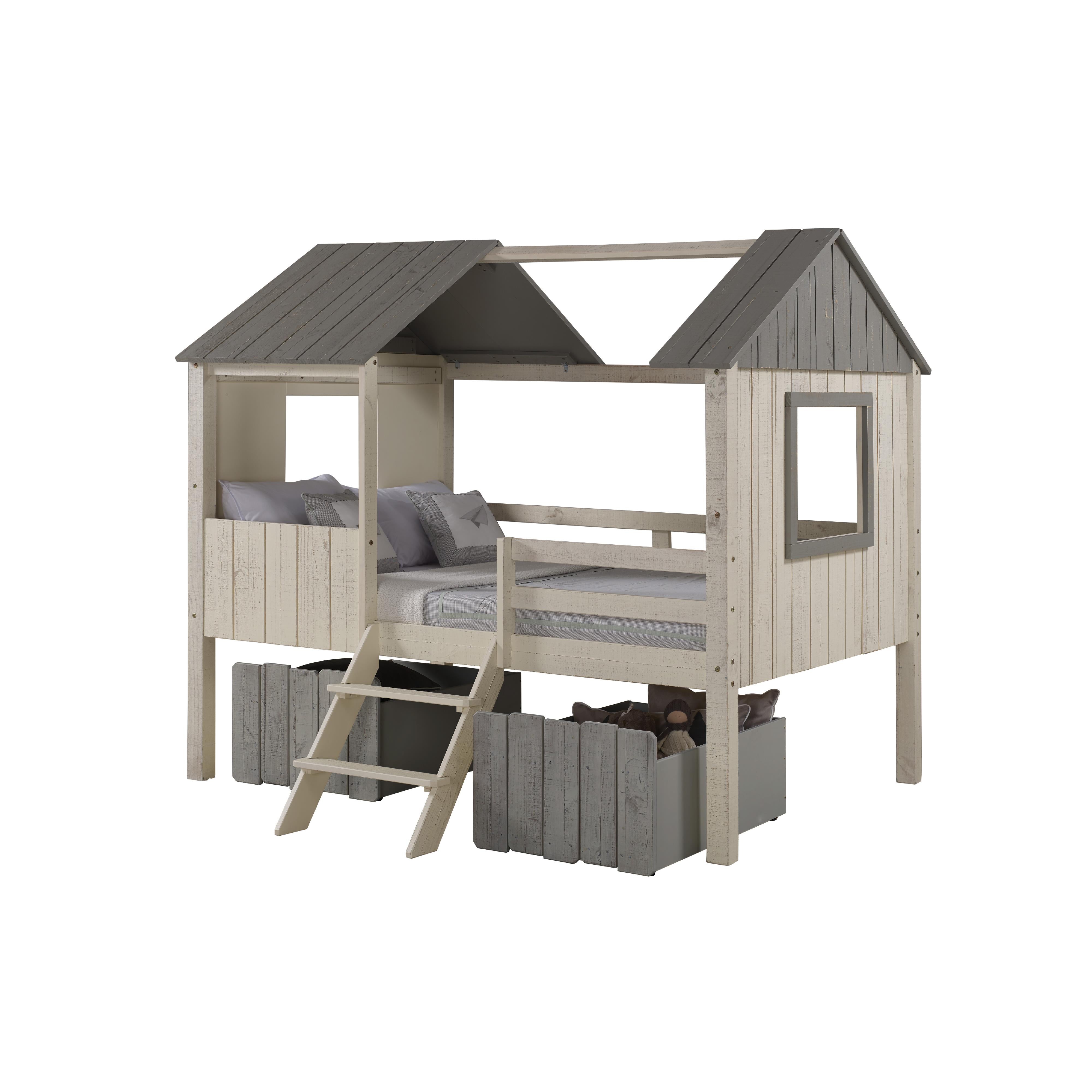  Donco Trading Company House 2188-FLRSRG_1381-RG Full & Low Loft Bed with Dual Drawers - Rustic Sand IMAGE 2