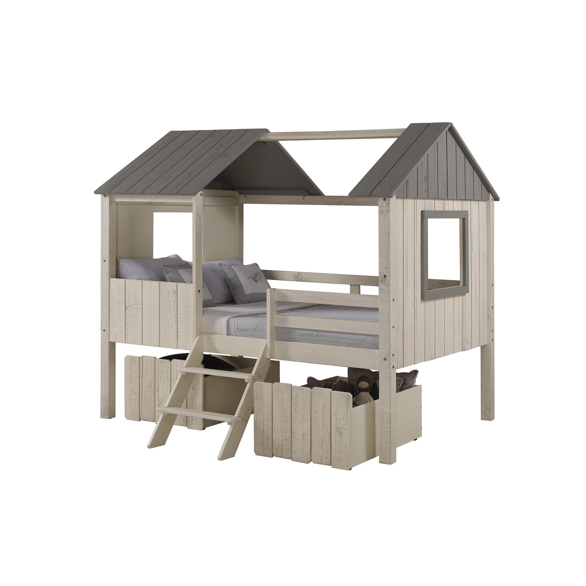  Donco Trading Company House 2188-FLRSRG_1381-RS Full & Low Loft Bed with Dual Drawers - Rustic Sand IMAGE 2