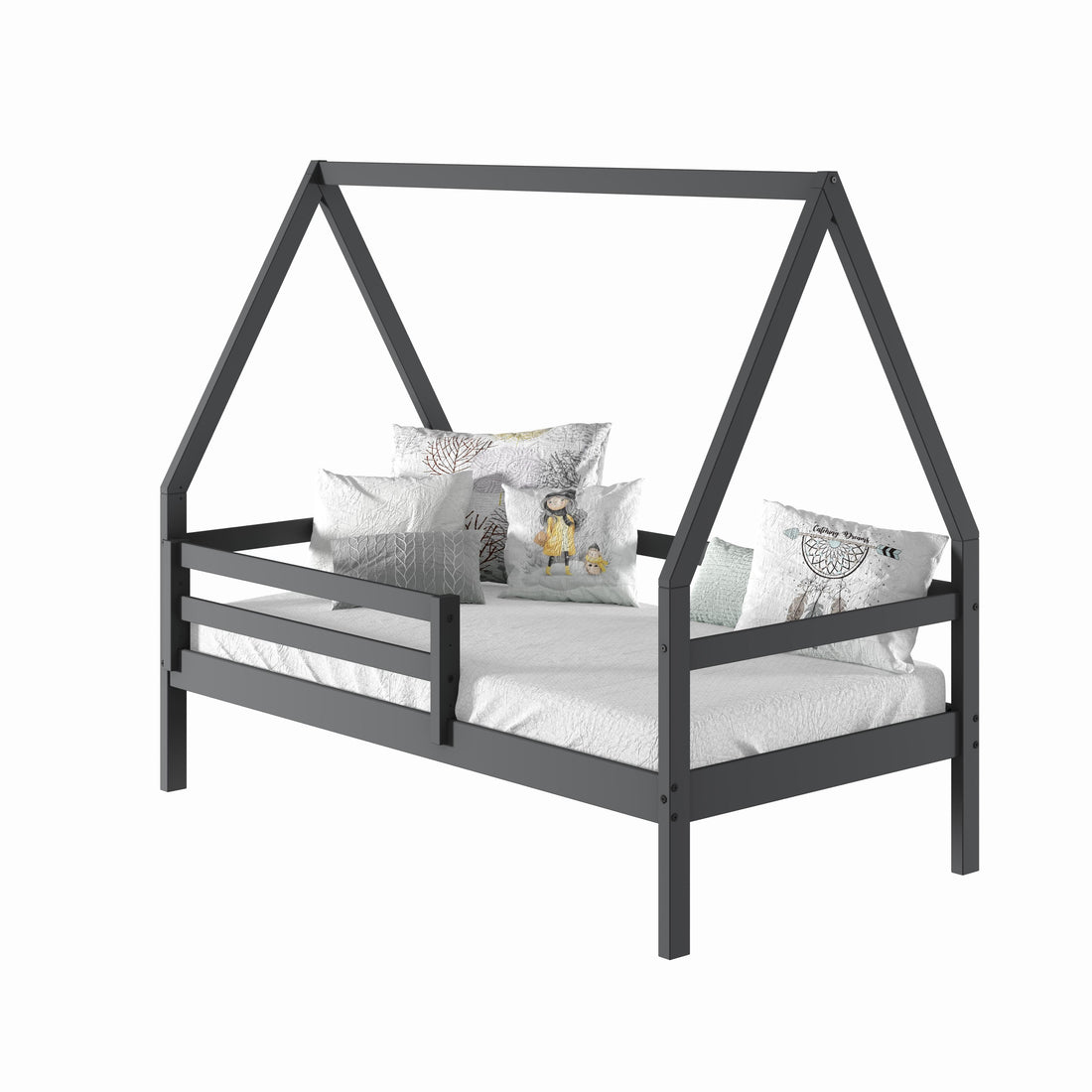  Donco Trading Company A-Frame 2310-TDG Modern Twin House Bed - Dark Grey IMAGE 1