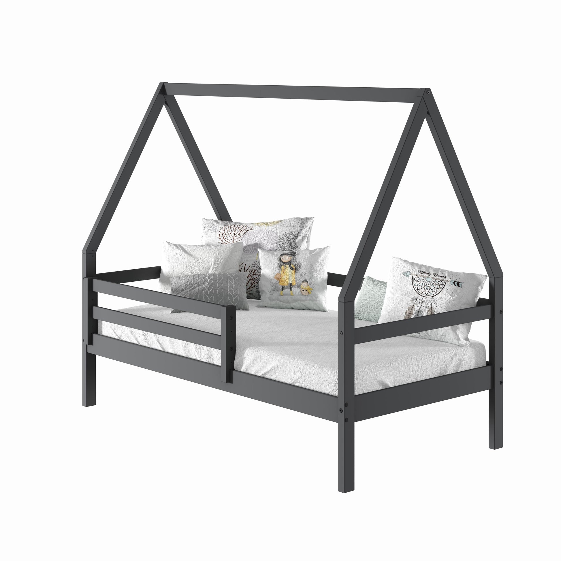  Donco Trading Company A-Frame 2310-TDG Modern Twin House Bed - Dark Grey IMAGE 1