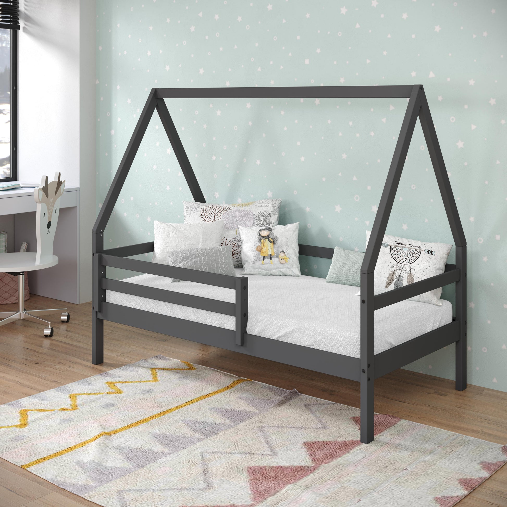  Donco Trading Company A-Frame 2310-TDG Modern Twin House Bed - Dark Grey IMAGE 5