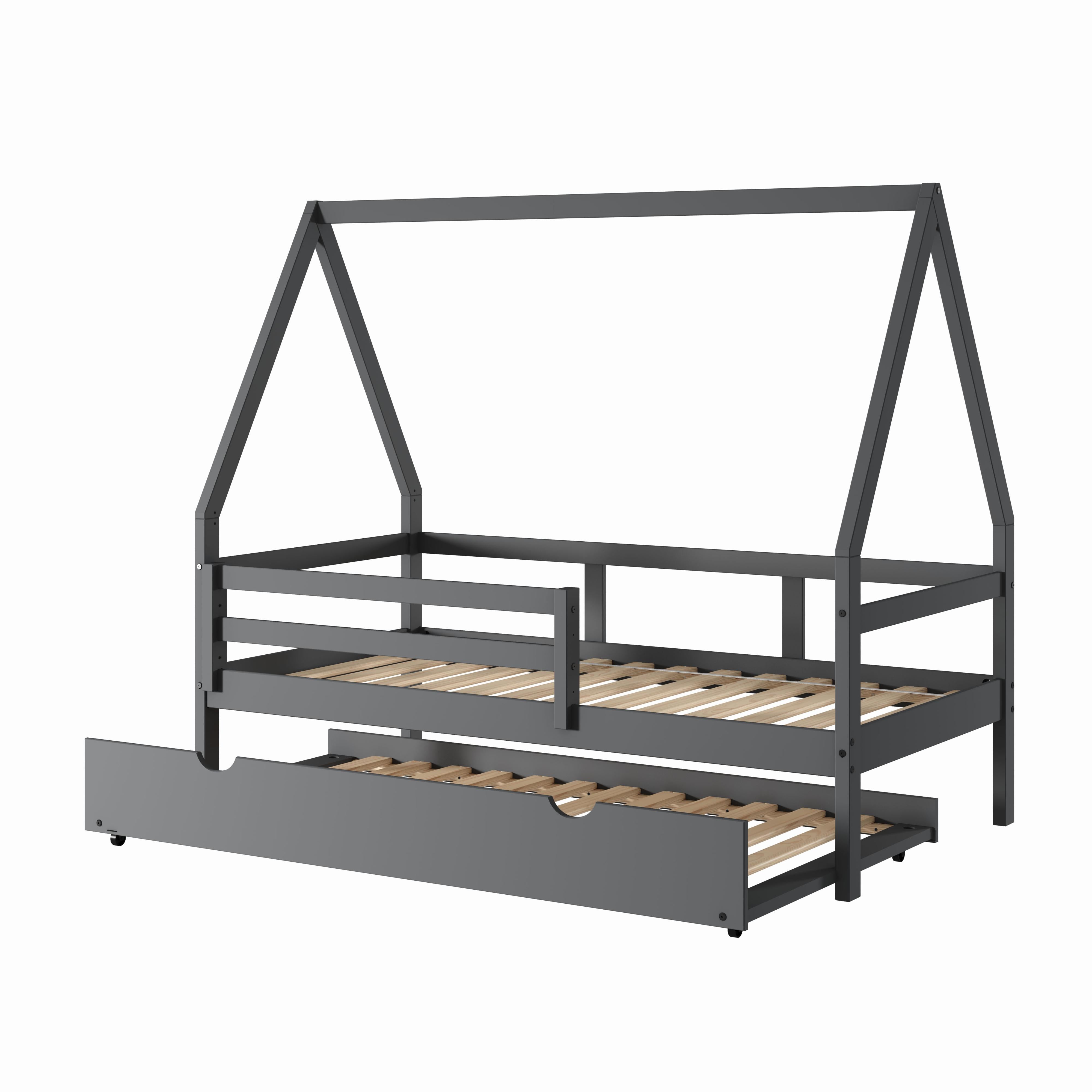  Donco Trading Company A-Frame 2310-TDG_503-DG Modern Twin House Bed with Twin Trundle - Dark Grey IMAGE 2