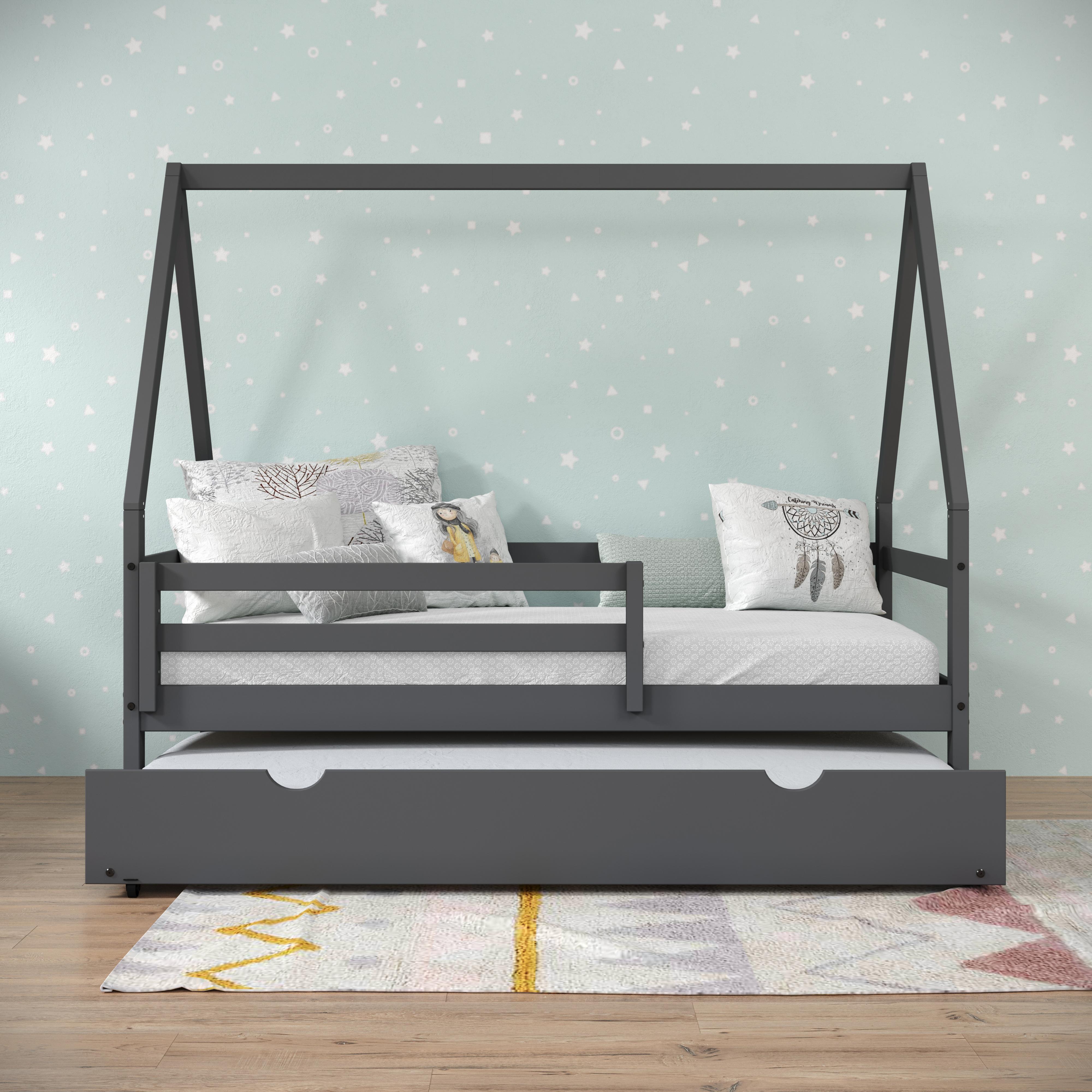  Donco Trading Company A-Frame 2310-TDG_503-DG Modern Twin House Bed with Twin Trundle - Dark Grey IMAGE 5